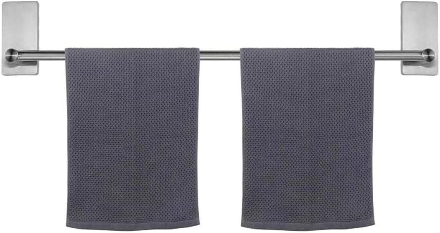 Self Adhesive Bathroom Towel Bar- Stainless Steel Bath Wall Shelf Rack Hanging Towel Stick on Sticky Hanger Contemporary Style, NO Drilling (Brushed Nickel) (20.4 Inch) image number 1