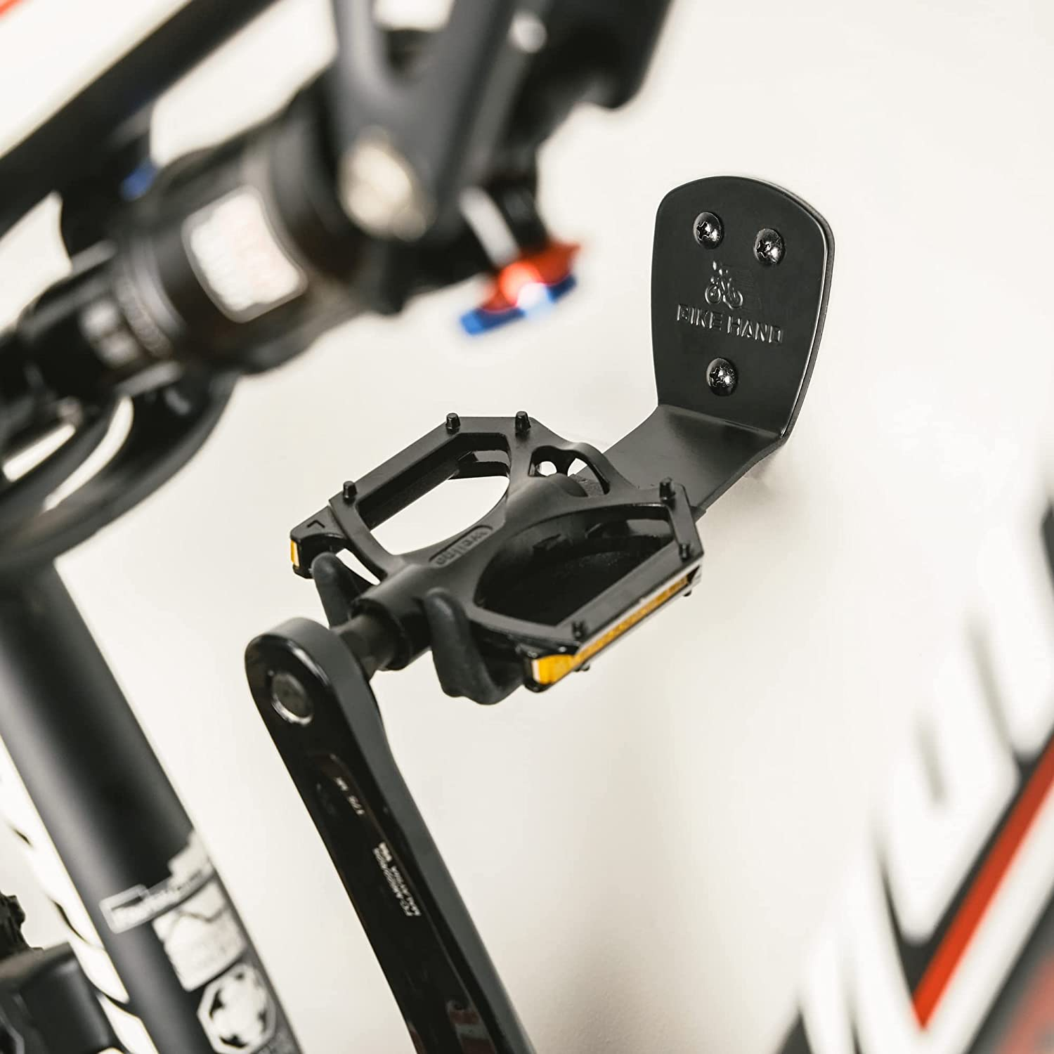 Bikehand Bike Bicycle Cycling Pedal Wall Mount Hangers - Heavy Duty Indoor Storage Stand Hook Rack - Store Your Road, Mountain or Hybrid Bikes in Garage or Home - 2 Pack image number 3