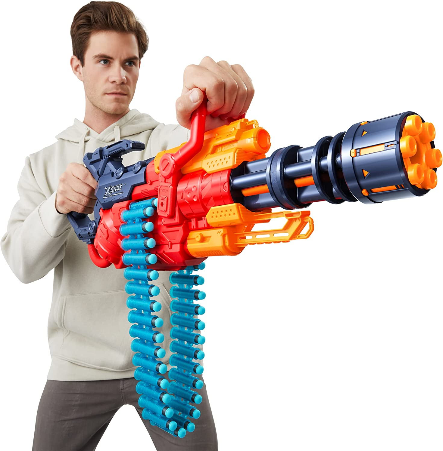 X-Shot Excel Crusher (35-Dart Clip + 48 Darts) by ZURU, Red Foam Dart Blaster, Toy Blaster, Belt Automatically Rotates, Slam Fire, Toys for Kids, Teens, Adults (Red) image number 3