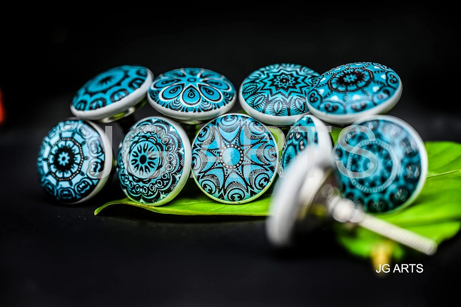 Aqua Green Vintage Look Flower Ceramic Knobs Door Handle Cabinet Drawer Cupboard Pull Mandala Xfer New by JGARTS (10)