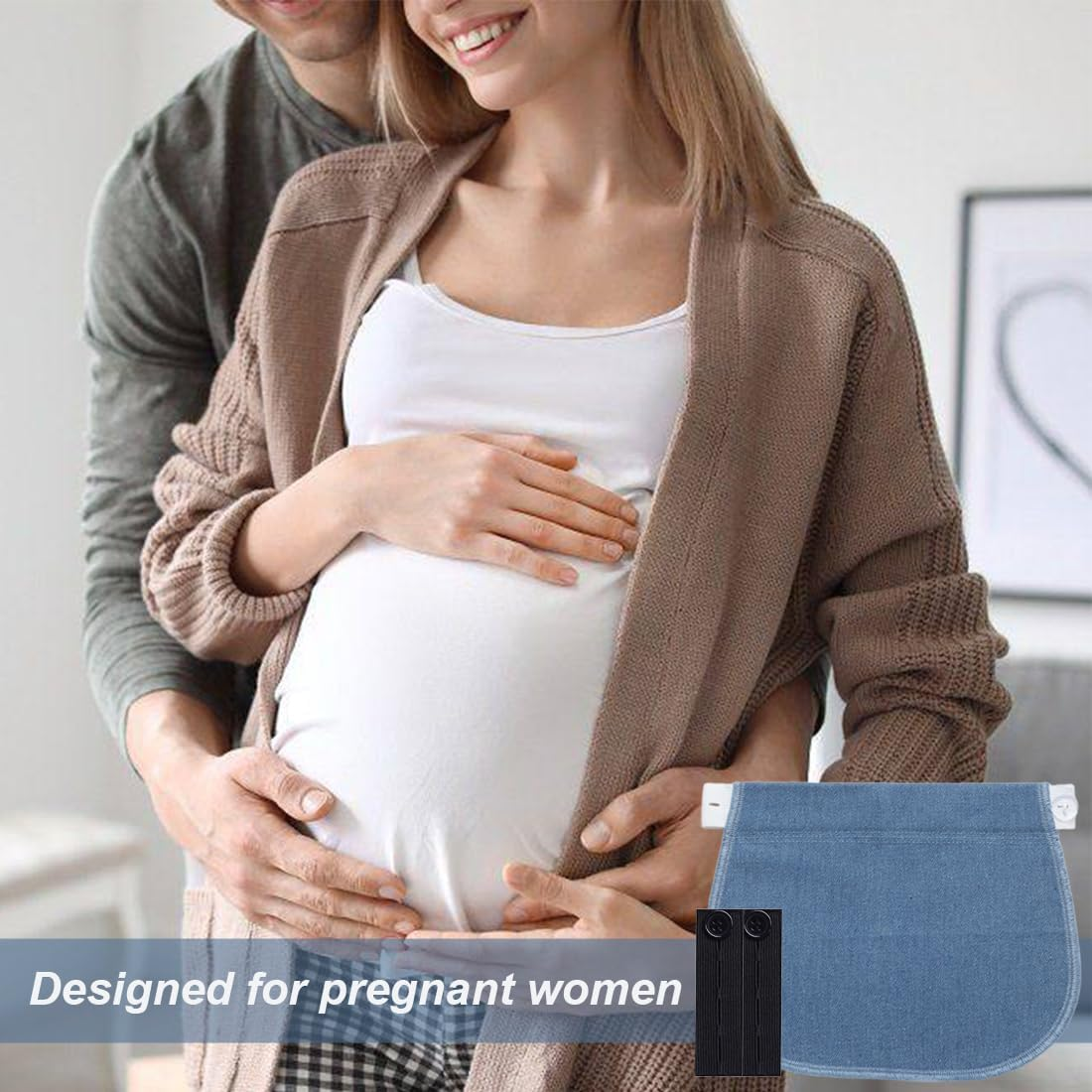 Pack of 6 Elastic Waistband Extenders Button Extension for Pregnancy, Jeans, Skirts, Trousers, Maternity Trousers