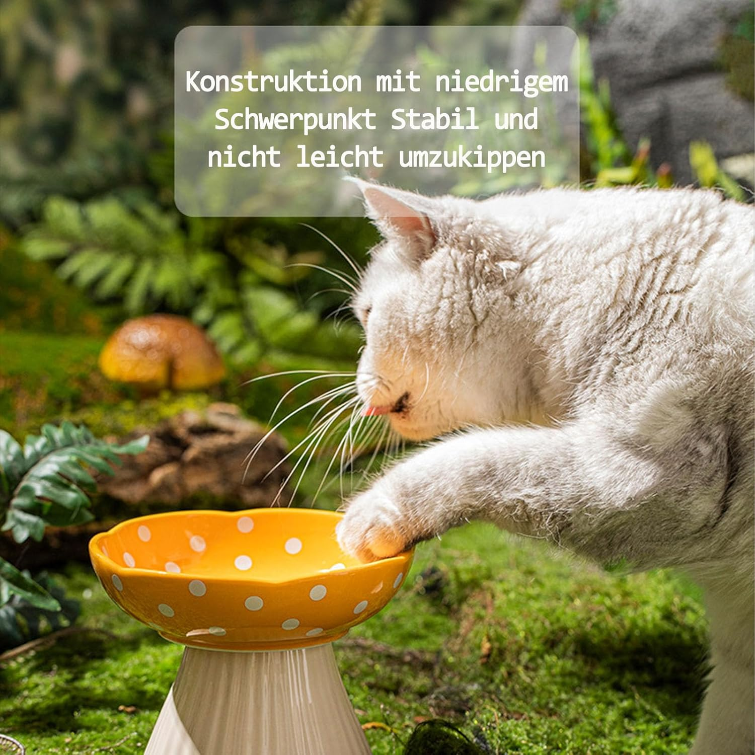 Cat Bowl, 15 Cm Raised Feeding Bowl, Cat Bowls, 300 Ml Ceramic High Feet to Protect the Cervical Spine, Feeding Bowl, Water Bowl, Pet Accessories, Dog Food Bowl, Cat Food Bowl (Red) image number 1