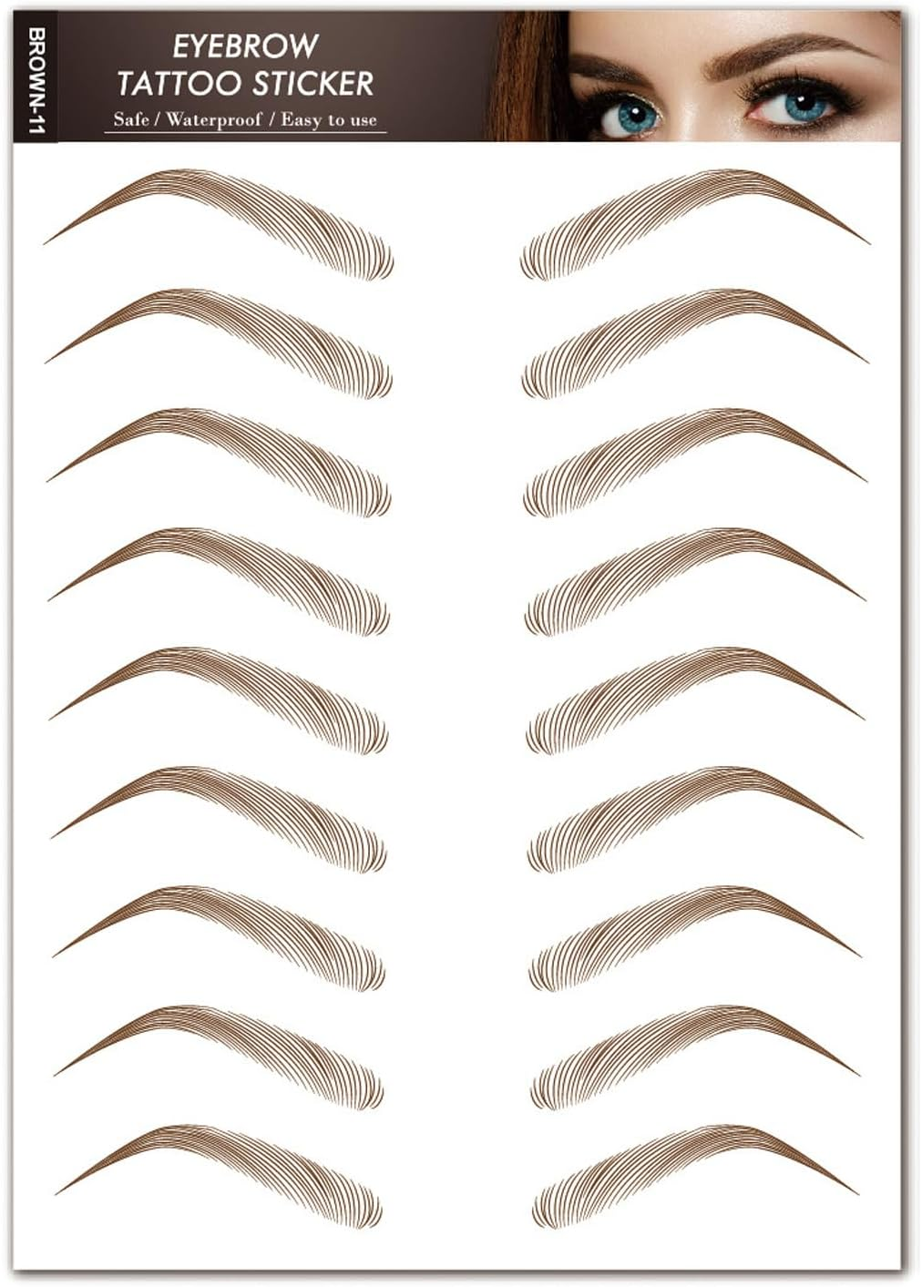 Tattoo Eyebrow Stickers 4D Hair-Like Authentic Eyebrows Natural Fake Eyebrow Stickers Waterproof Imitation Ecological Lazy for Woman & Man Makeup Tool 10 Pcs - 08 image number 3