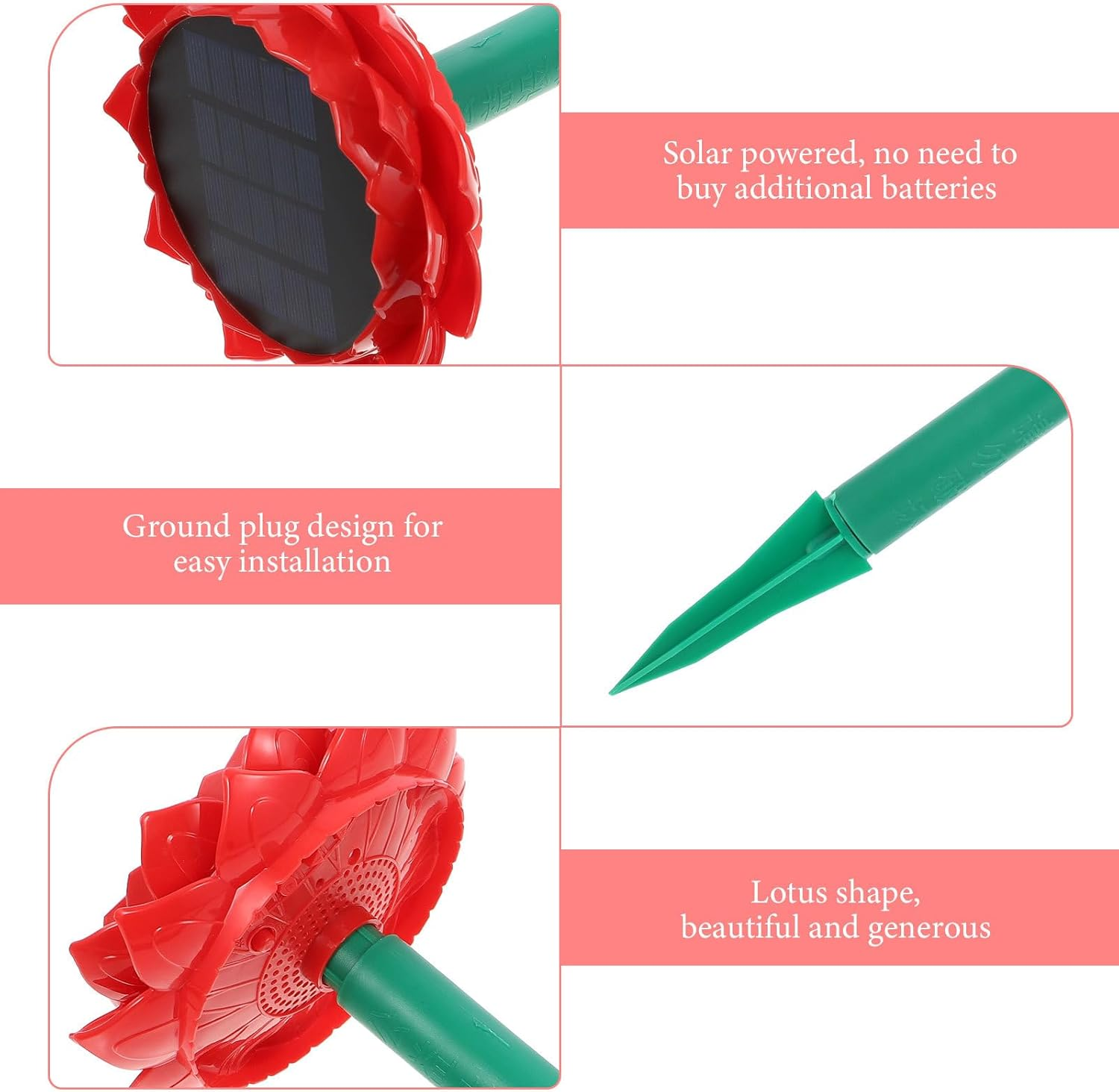 GARIOUANS Solar-Powered Waterproof Lotus Shape Outdoor Music Speaker Portable Music Player for Garden and Yard Use, Compatible DC5.0V image number 6