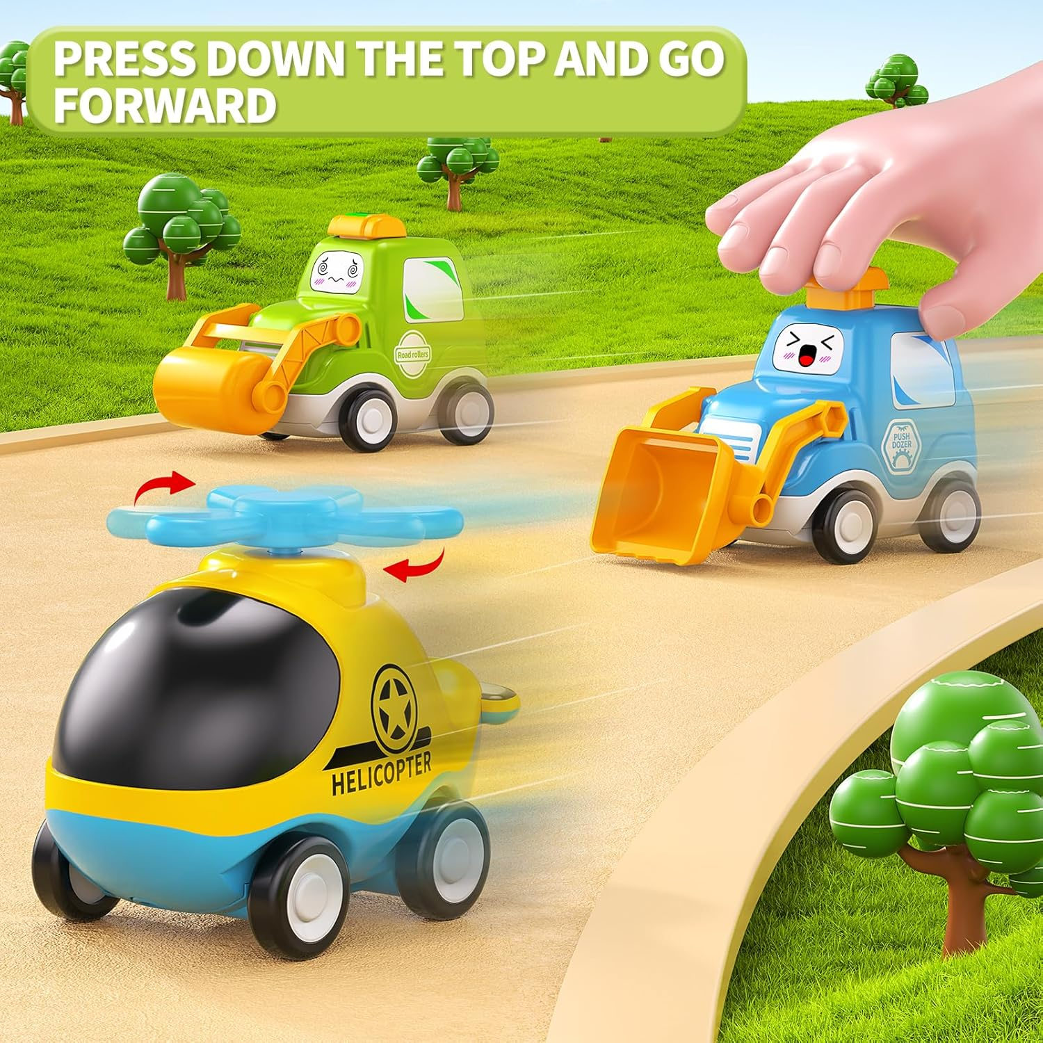Press and Go Car Toys for Toddlers 1-3, 6 Pack Animal Baby Car Toys for Infants 6-9-12-18 Months Babies, Push Go Friction Vehicle Toys for 1 2 Year Old, First Birthday Gifts for Boys Girls image number 6