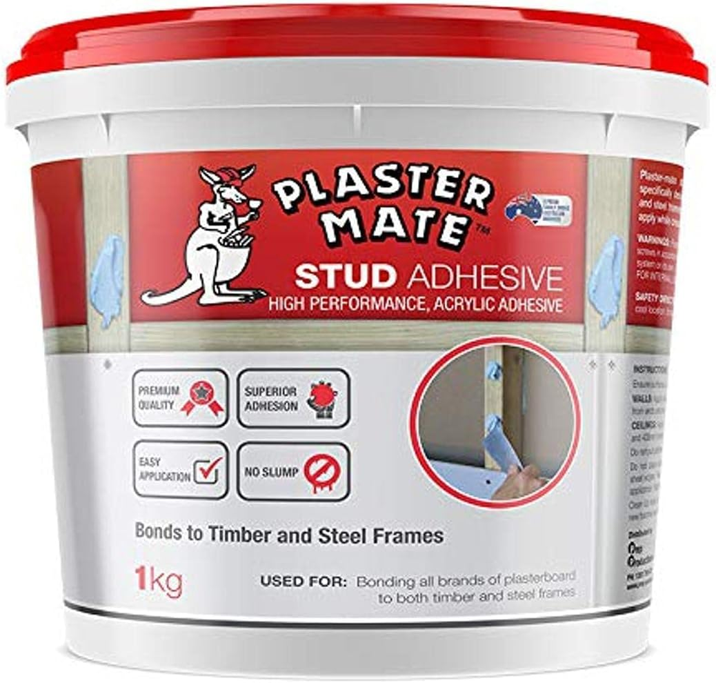 Plastermate Stud Adhesive Water Based Acrylic Adhesive Used to Bond Plasterboard to Timber and Metal Studs 1L