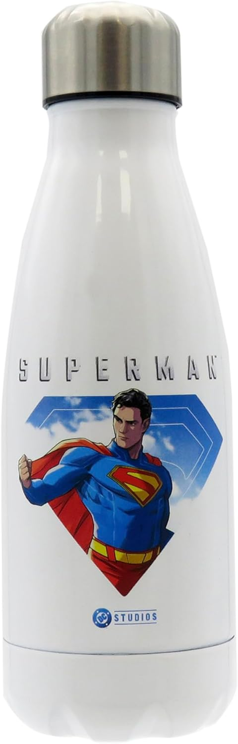 Cyp Brands Superman Steel Water Bottle with Airtight Seal 550Ml White Official Product