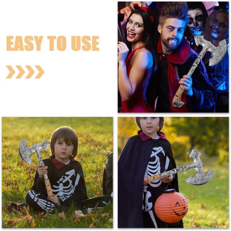 PACKOVE 2Pcs Ax Prop Battle Warriors Knight Costume Cosplay Axe Dwarf Horror Props Halloween Horror Props Foam Axes Cosplay Costume Trick Plastic image number 4