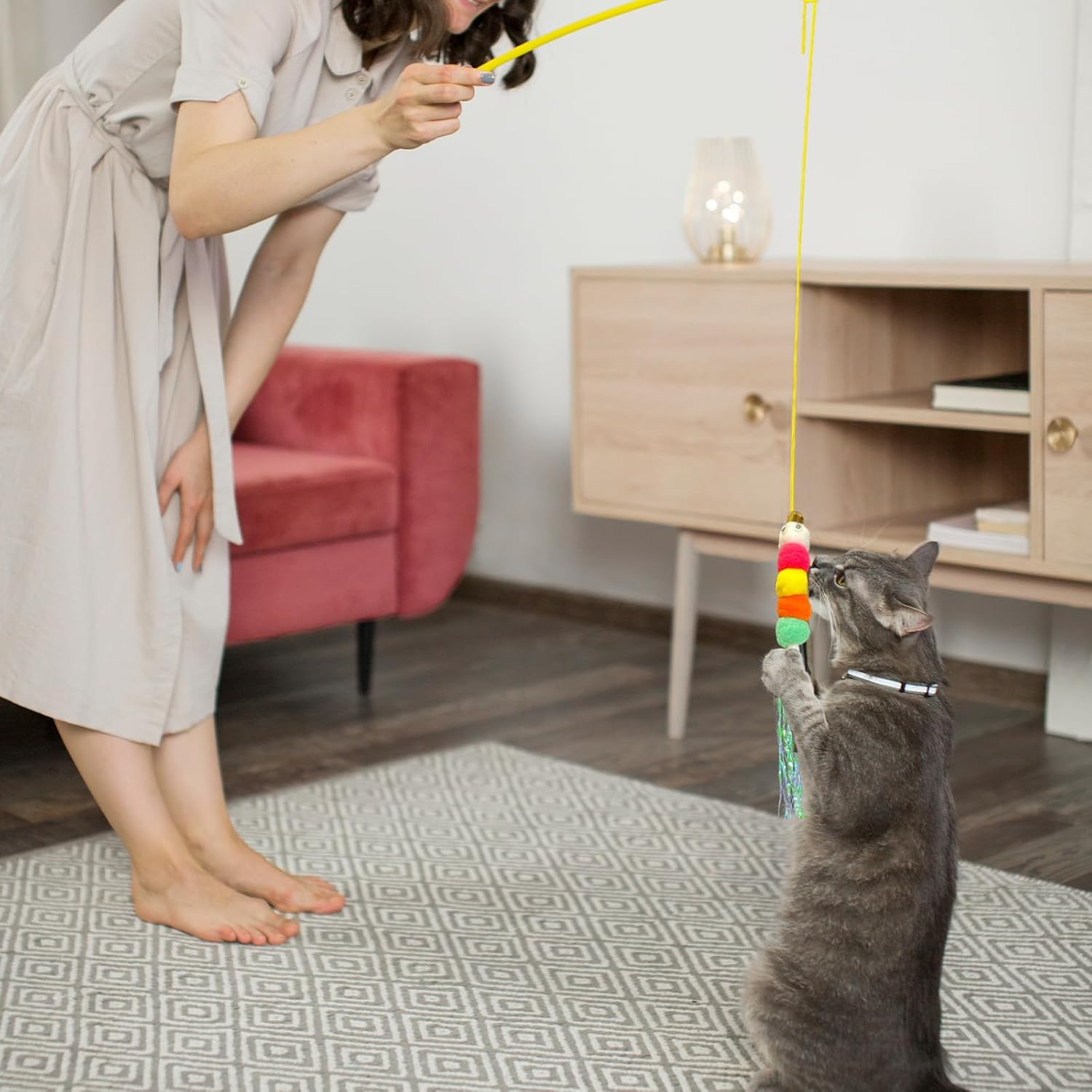 TEAONE Retractable Cat Toys, 4 PCS Hanging Cat Toy for Kittens and Puppies (4 Styles) image number 6