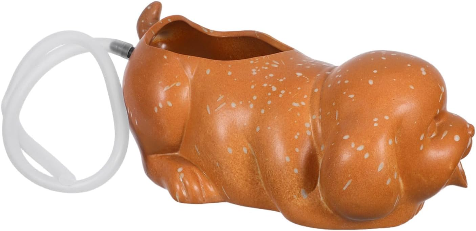 NOLITOY Ceramic Dog Fountain Spitter Jar for Indoor Outdoor Aquarium Decor Playful Puppy Statue with Circulating Waterfall Plant-Friendly Eco Ceramic Jar for Fish Tank and Garden