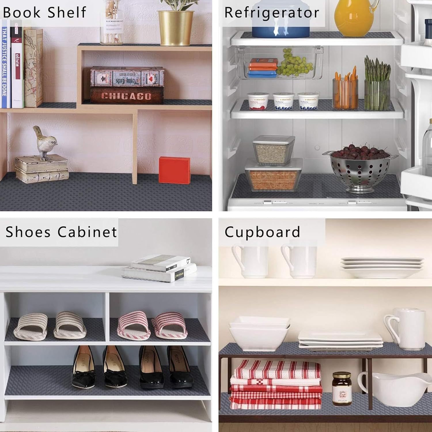 Shelf Liner Drawer Liners Kitchen Refrigerator Mats for Pantry Cabinet Liner Washable Fridge EVA Liner Woven Pattern Grey 30Cm X 600Cm image number 4