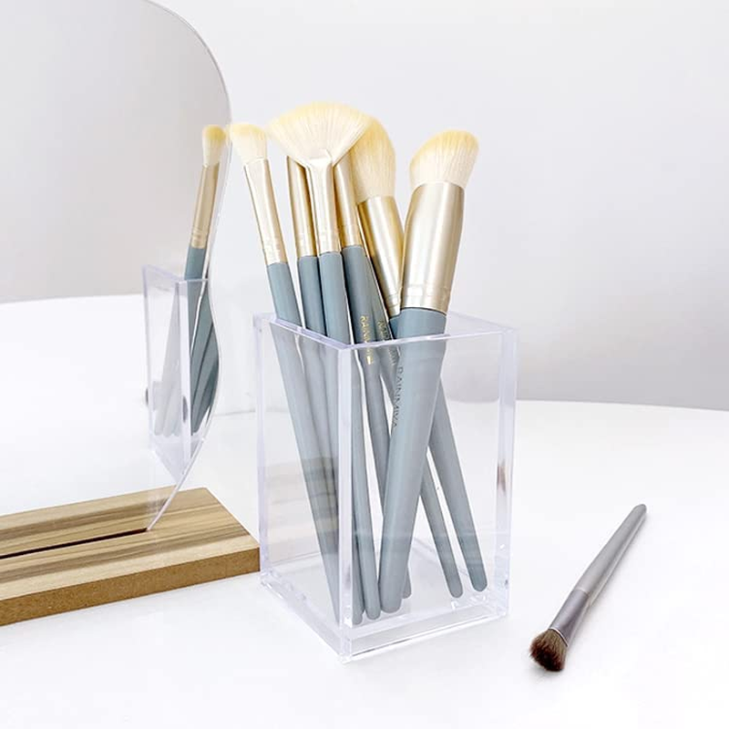 3 Pack Clear Acrylic Cosmetic Pencil Pen Holder Cup, Clear Makeup Brush Holder, Desk Acrylic Brushes Storage image number 5