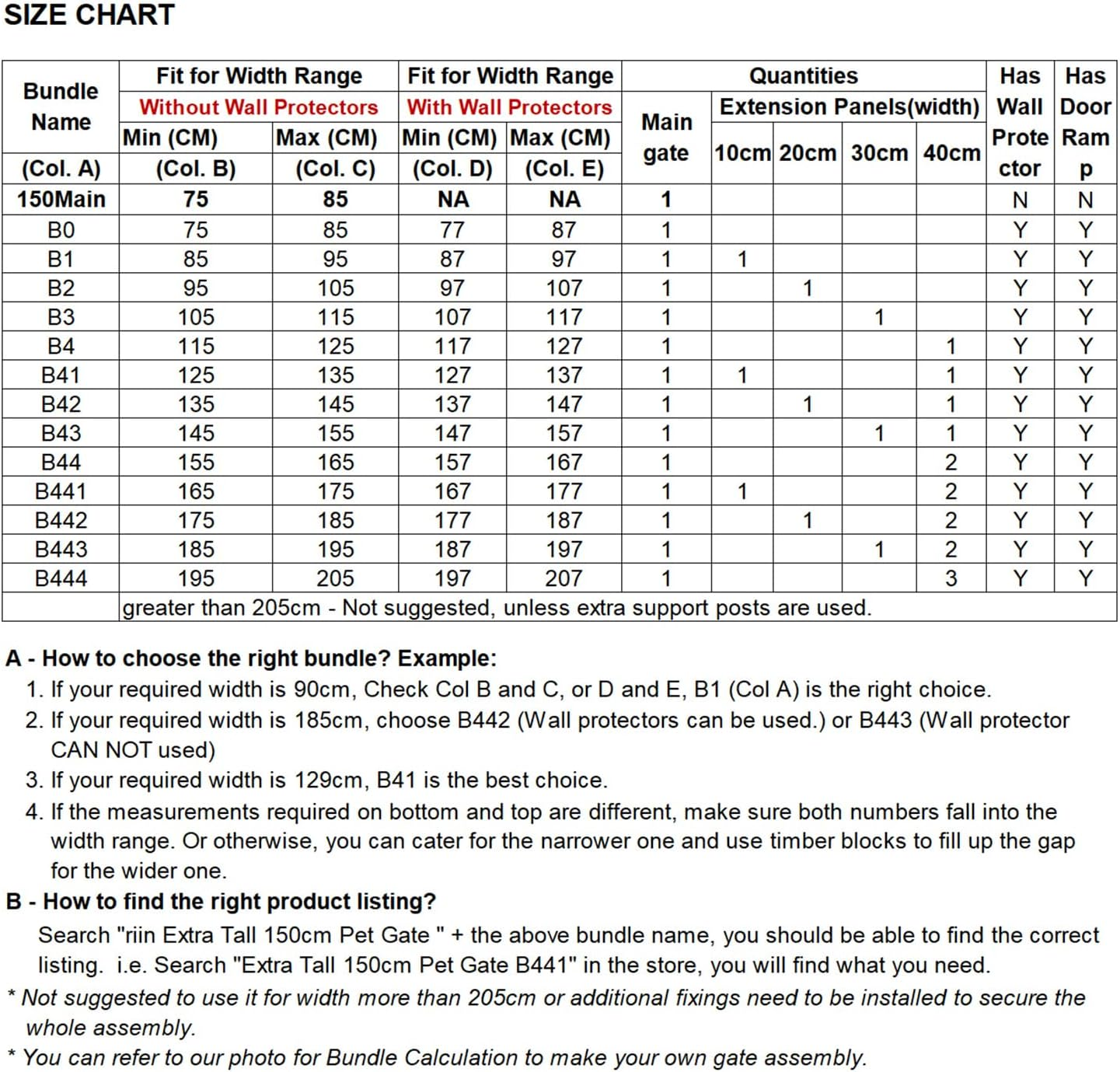 Riin Extra Tall 150Cm Baby Pet Security Gate Metal Safety Guard Tension Pressure Mounted for Children Dog Kitten Adjustable Width Range 75-85Cm Largest Gap between Bars 42Mm Model Main Black image number 1