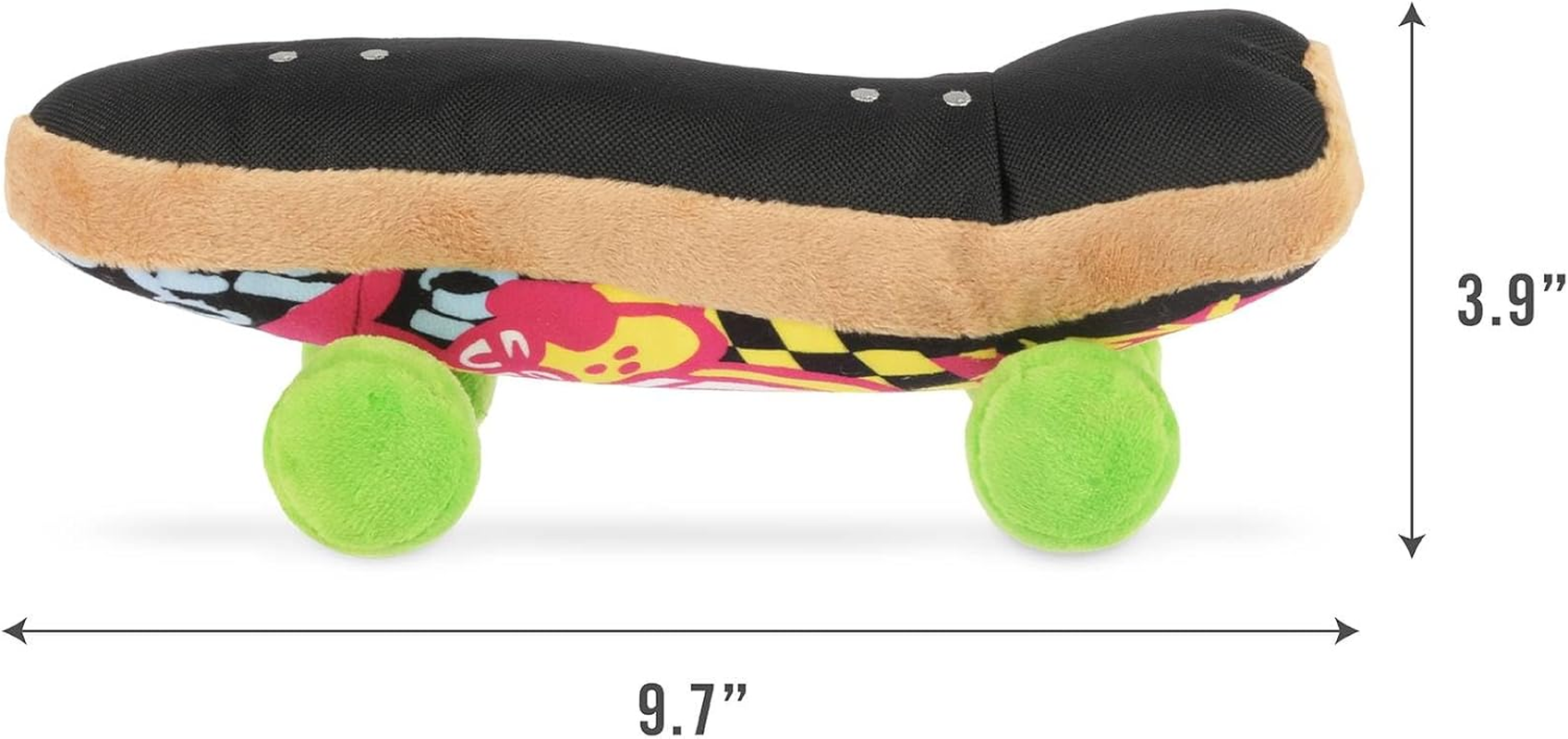P.L.A.Y. Cute Plush Dog Toys - 1990S Classics Themed Durable Squeaker Crinkle Chew Toy, Great for Puppies & Small, Medium, Large Dogs - Machine Washable, Recycled Materials (Kickflippin K9 Skateboard) image number 2