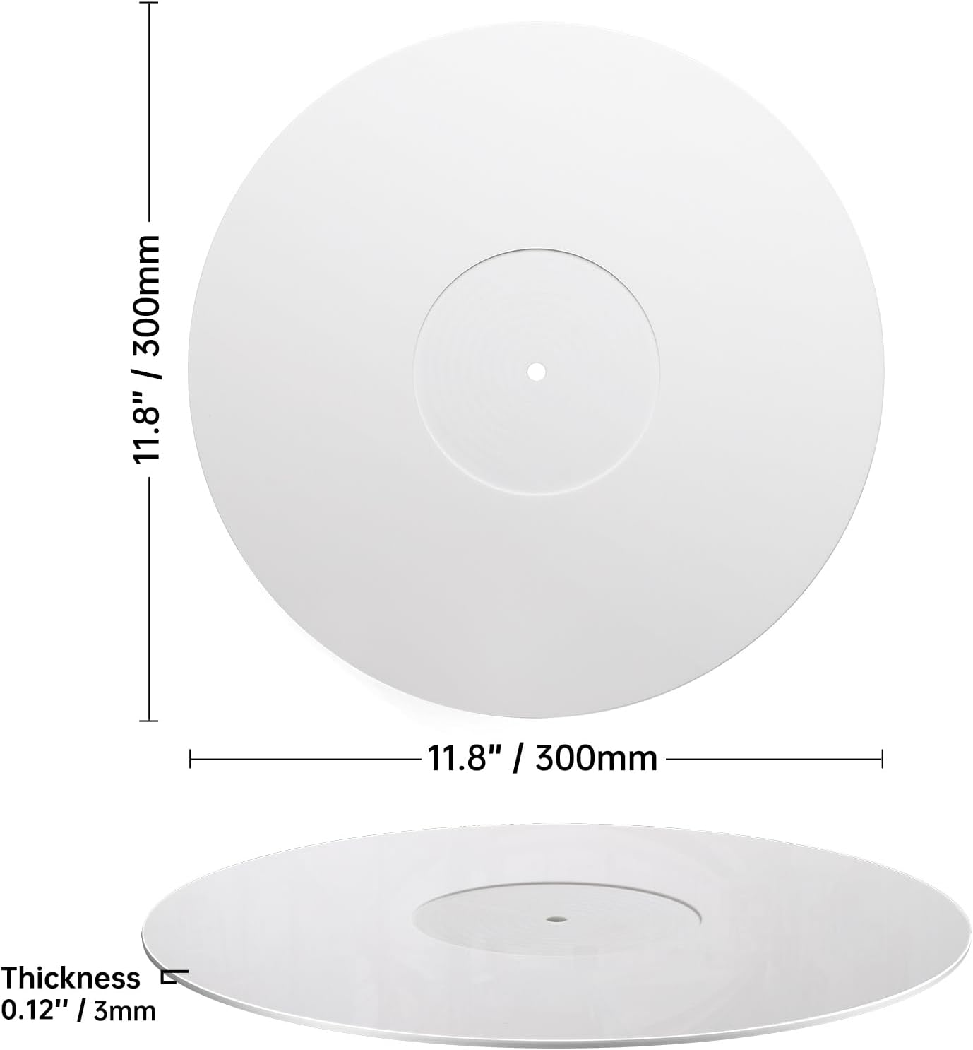 Facmogu 3Mm White Acrylic Turntable Slipmat, 12In Vinyl Record Player Mats, Antistatic & anti Vibration Record Platter Slip-Mat, Phonograph LP Record Mat, Reduce Noise & Tighter Bass Quality Slipmat image number 5
