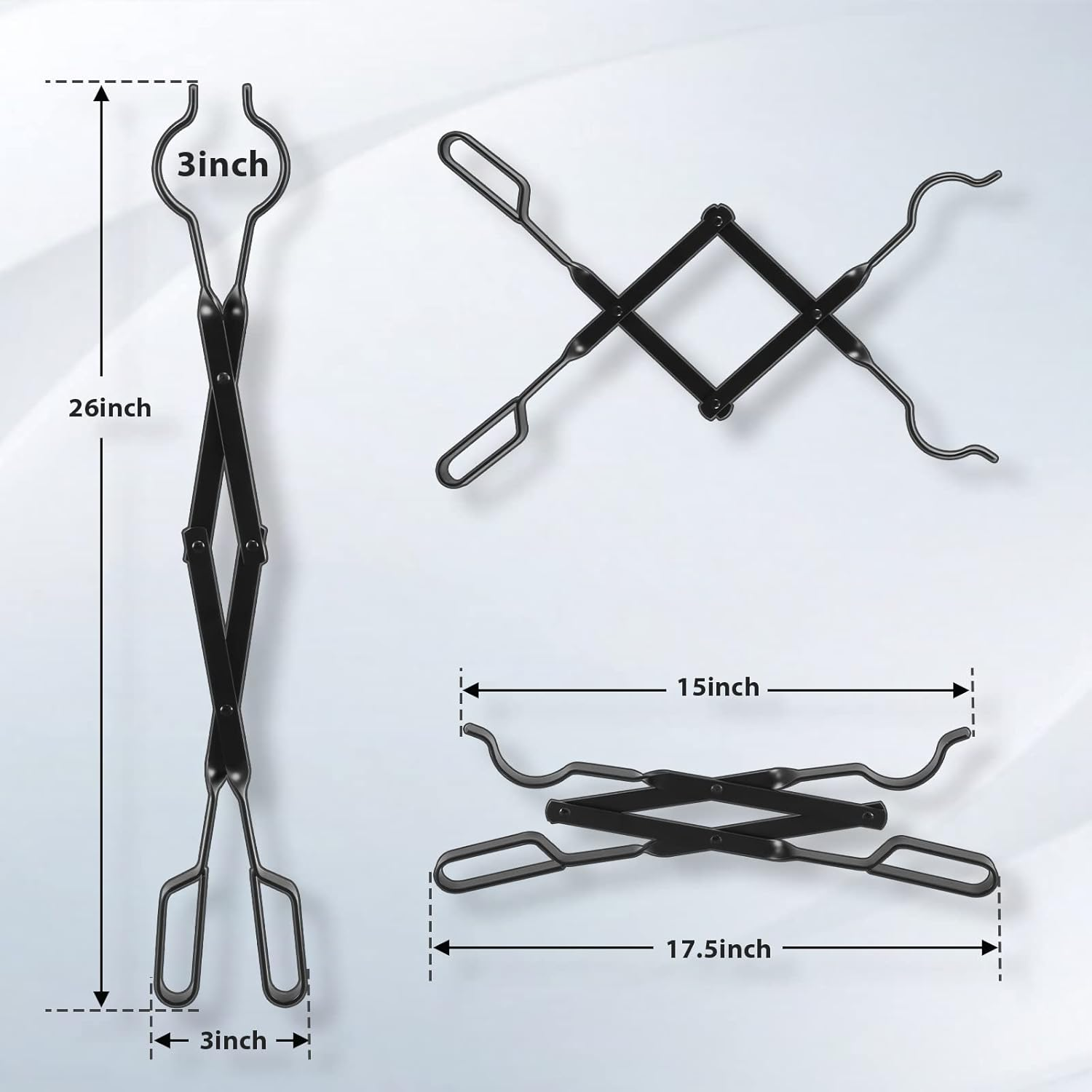 FEED GARDEN 32 Inch Fireplace Poker and 26 Inch Fireplace Tongs Set for Fire Pit Fireplace Tools Accessories Log Grabber Set for Camping Wood Stove Patio Campfire Picnic Indoor Outdoor image number 3