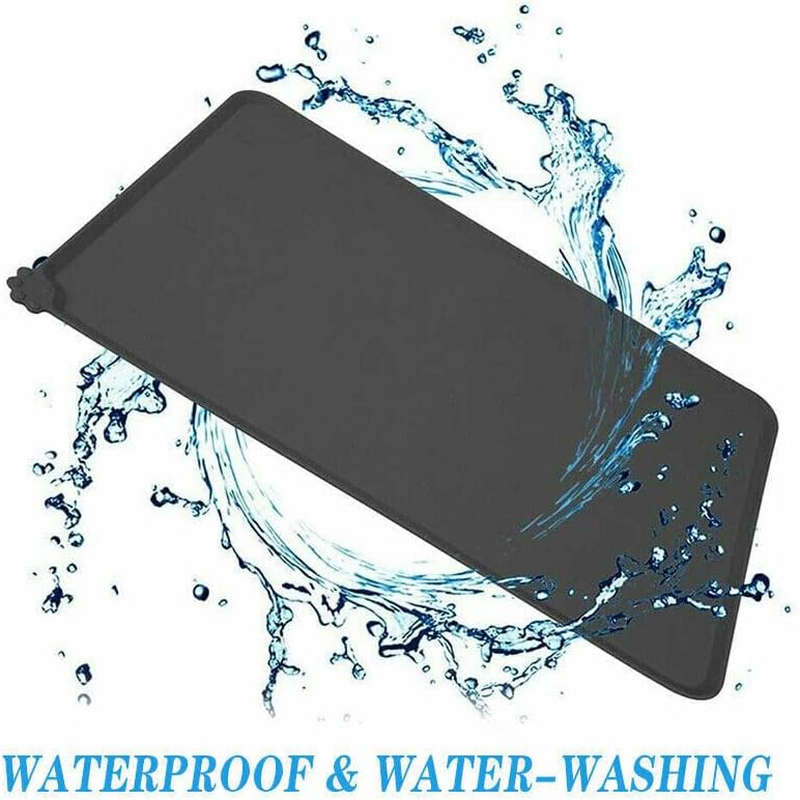 Qttie Silicone Feeding Food Mat for Dog Cat Placemat Pet Dish Bowl Easy Clean- Non-Skid, Spill-Proof Placemat, Durable & Foldable, 48X28Cm - Blue image number 6