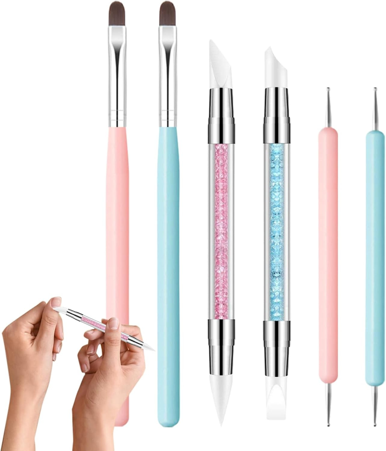 Nail Polish Pens - Silicone Carving Pen Nail Design Tools - Double Tipped Liner Brush Gel Sculpture Detail Manicure Kit for Beginners Girls Women image number 6