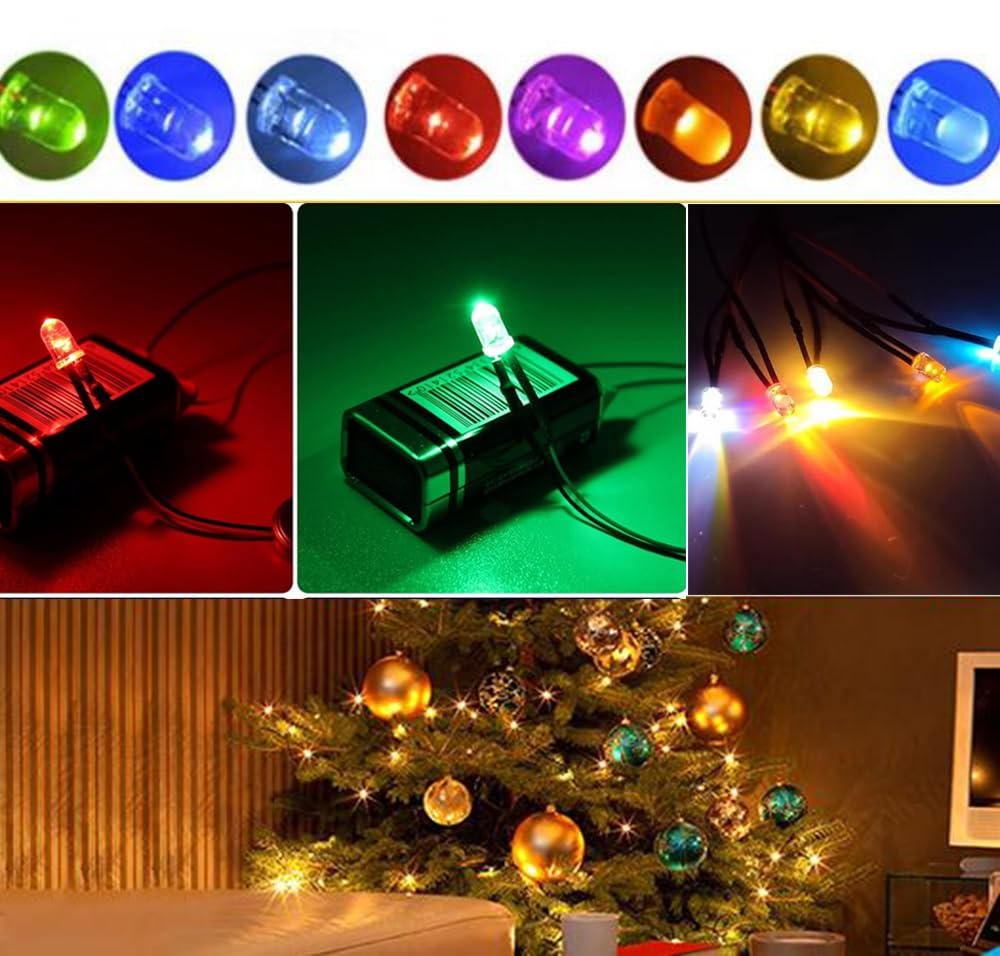 80Pcs 3MM 3Volt LED Lights Kit Emitting Diodes Pre Wired LED Lights Diodes 8 Colors with 80Pcs 3Mm Plastic Holders Panel Mount Black image number 5