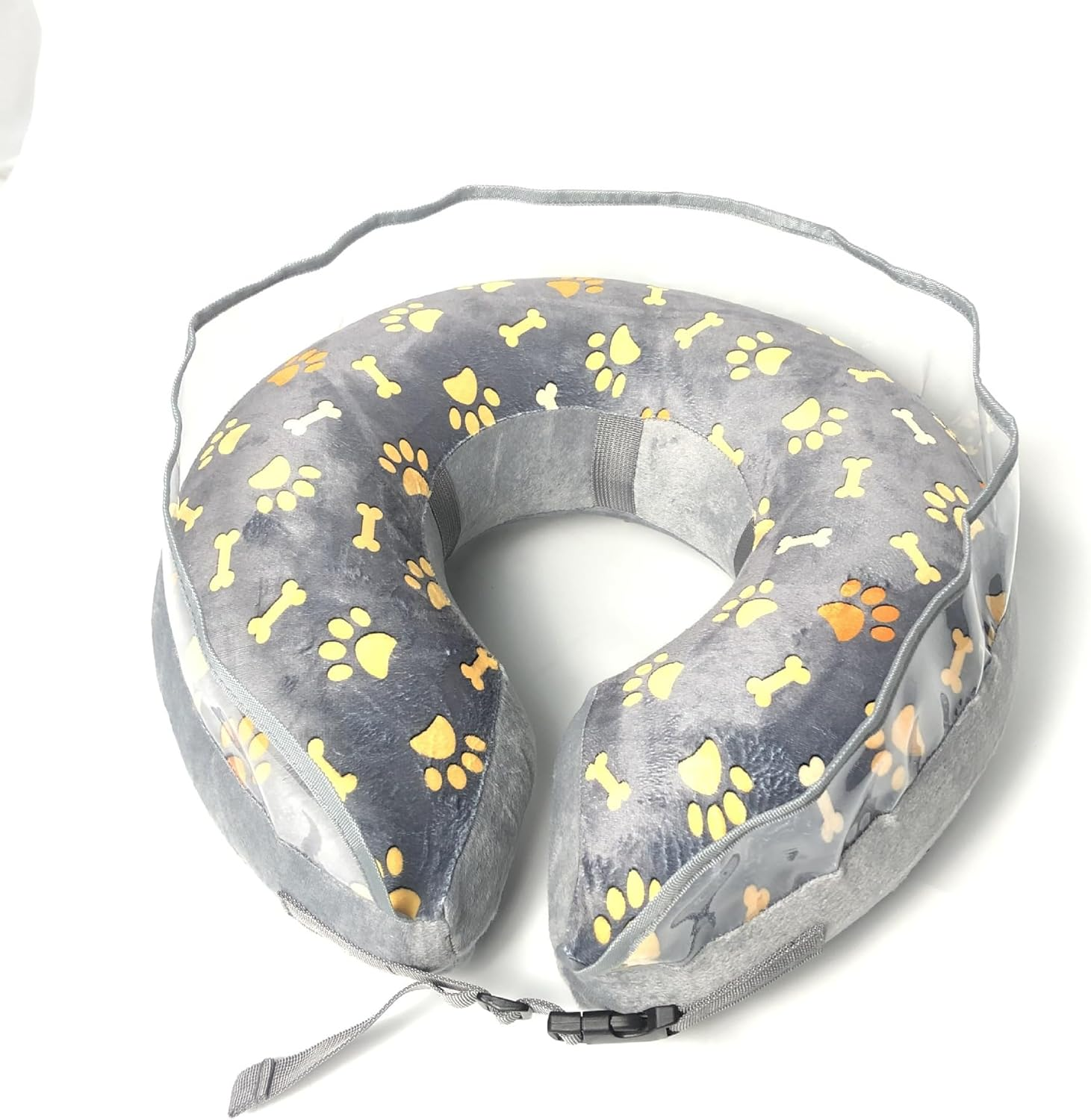 Inflatable Dog Cone Collar - Soft & Comfortable Collar for Small/Medium Dogs, Adjustable Donut Collar to Prevent Licking Wounds & Stitches, Cute Pattern Pet Surgery Protection (Grey, S) image number 4