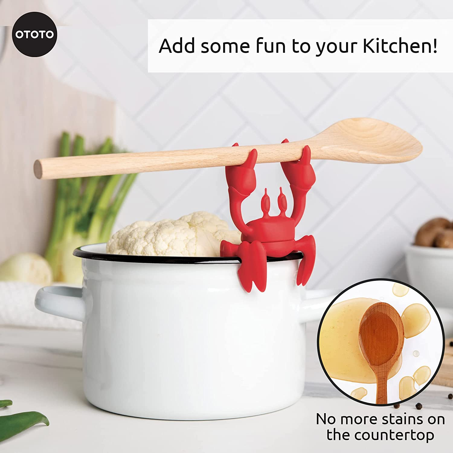 RED Crab Spoon Holder & Steam Releaser by OTOTO image number 2