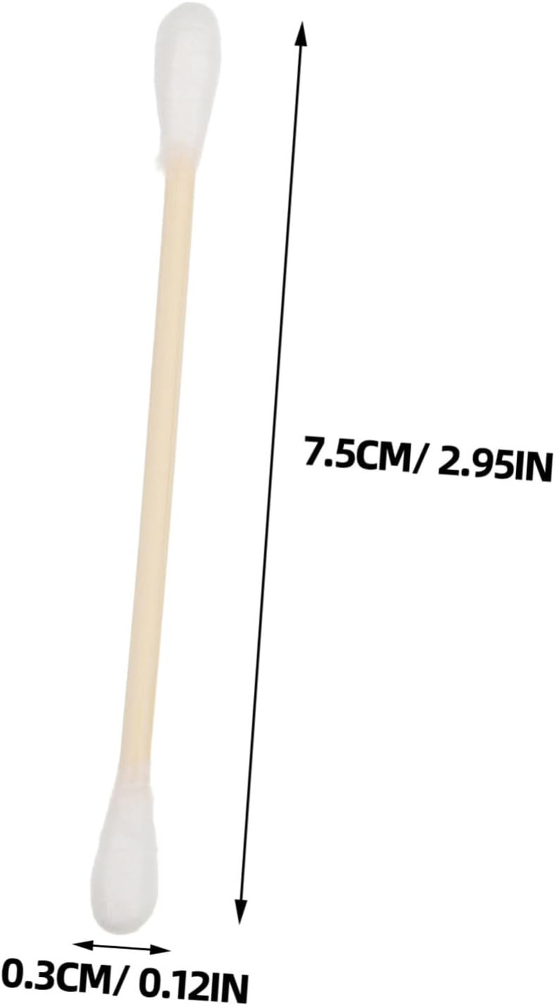 100Pcs Organic Cotton Swabs Sterilized Makeup Cleaning Sticks for Ear Wax Detail Cleaning Gentle Bamboo Tips Dual-Ended Portable for Travel image number 1