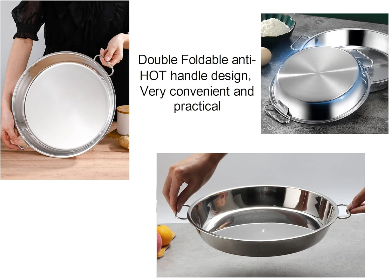 Lxkj Stainless Steel Drip Pan, Perfect for Big Green Egg, Kamado Joe Classic Joe, Acorn & Weber Grills & Smokers, Baking Tray, Salad Plates, 13" Diameter Round, Reusable and Easy to Clean image number 5