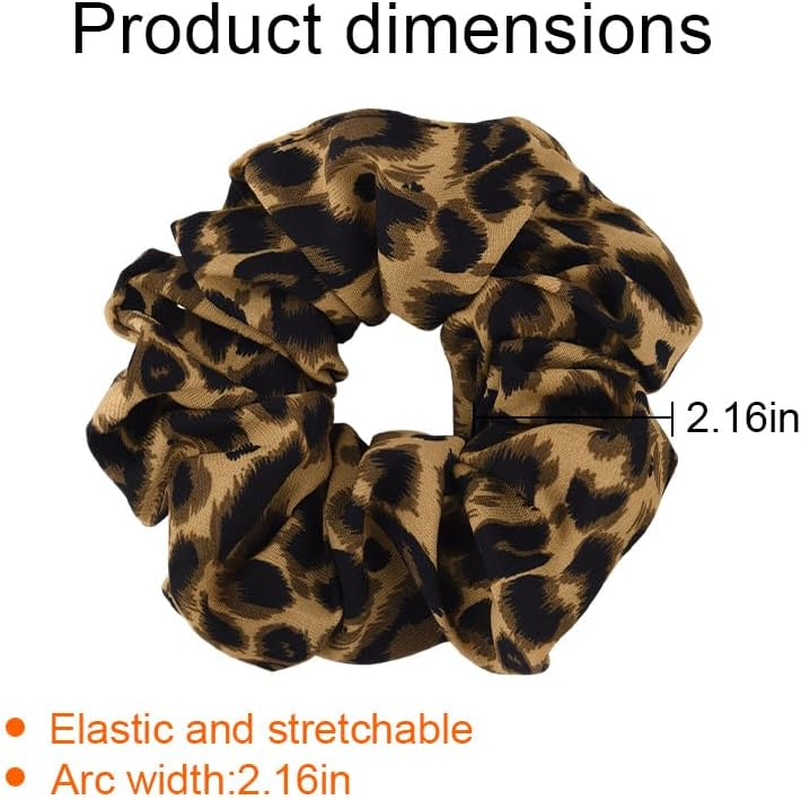 Vintage Leopard Print Scrunchie Set - Soft Multi Colored Leopard Print Hair Ties for Girls Women Boho Elastic Satin Scrunchies Stretchy Hair Ties for Buns Ponytail Holders for Braids Scrunchies 3 Pcs image number 4