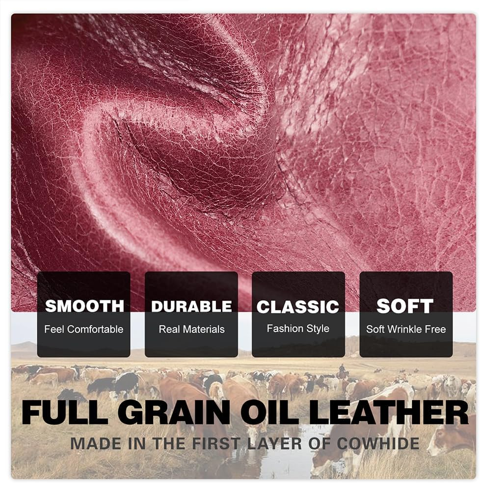 Full Grain Leather Kiss Lock Wallet for Women Kiss Clasp Coin Purse Vintage Bifold Card Holder RFID Wallet, Bean Paste Pink, Vintage - Green image number 3