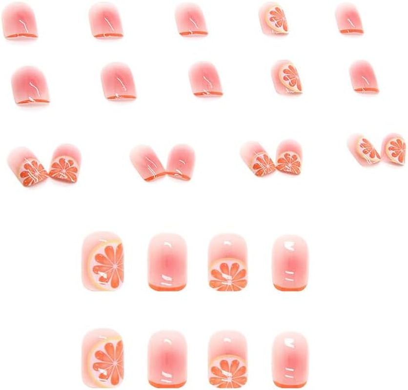 24X Orange Fake Nail Reusable Stick on Nails Press on Full Cover False Nail Tips, ABS Fashion Stick-On Nails, Easy Application, Elegant and Versatile Design for All Occasions image number 4