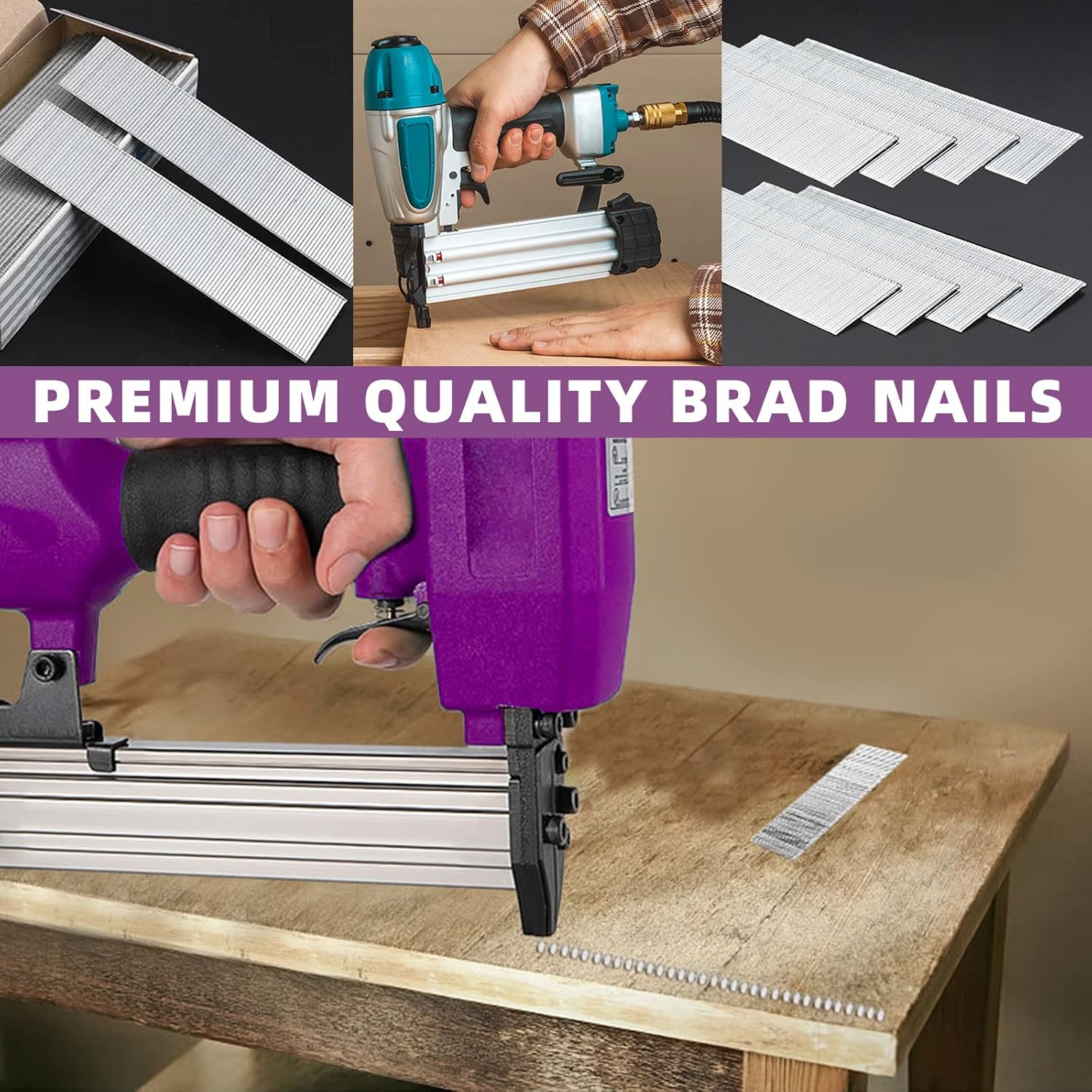 Swpeet Brad Nails Multi-Length Galvanized Straight Finishing Nail Assortment Kit (F25 (1 Inch）) image number 3