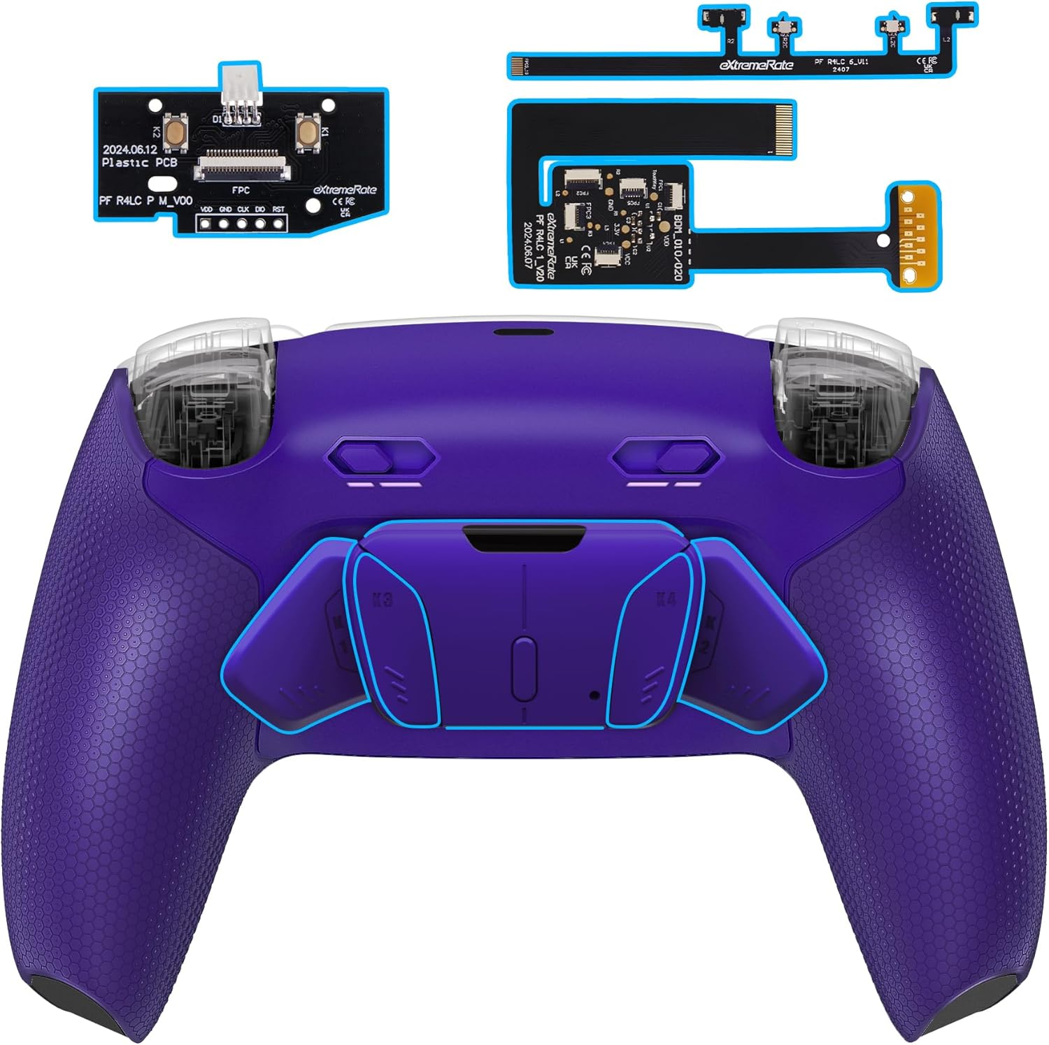 Extremerate RISE4 plus MAX Back Paddles Kit with Clicky Trigger Stops & Rubberized Grip for PS5 Controller BDM-010 020, Remappable Back Buttons Kit for PS5 Controller - Black - NO Controller