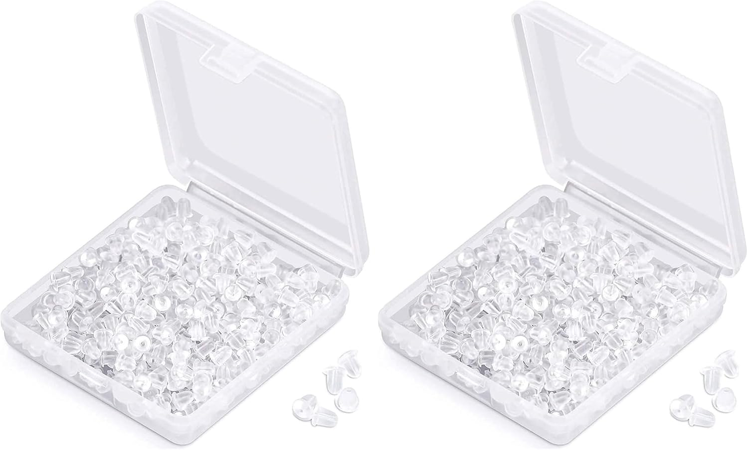 Mumoo Bear Silicone Earring Backs Earring Backings 1200 Pcs Soft Clear Ear Safety Back Pads Backstops Clutch Stopper Replacement for Fish Hook Earring Studs Hoops, Diameter 4Mm - Pack Of 2