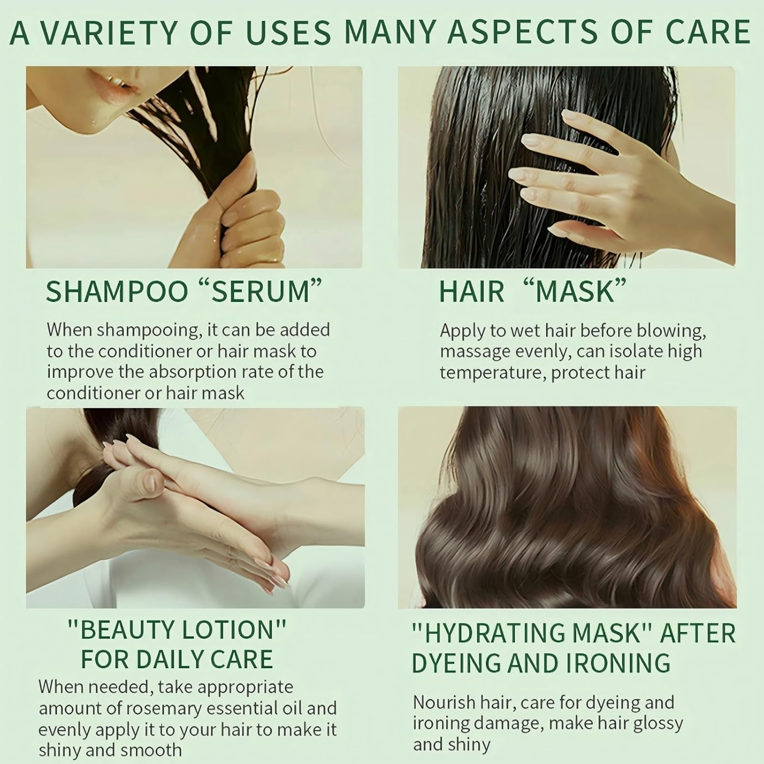 Rosemary Oil for Hair Growth, Rosemary Hair Care Essential Oil Is Smooth and Anti-Frizzy, Infused Biotin, Improves Perm and Dyeing, and Helps with Dry Hair, Scalp Hair Oil for All Hair Types 60Ml image number 2