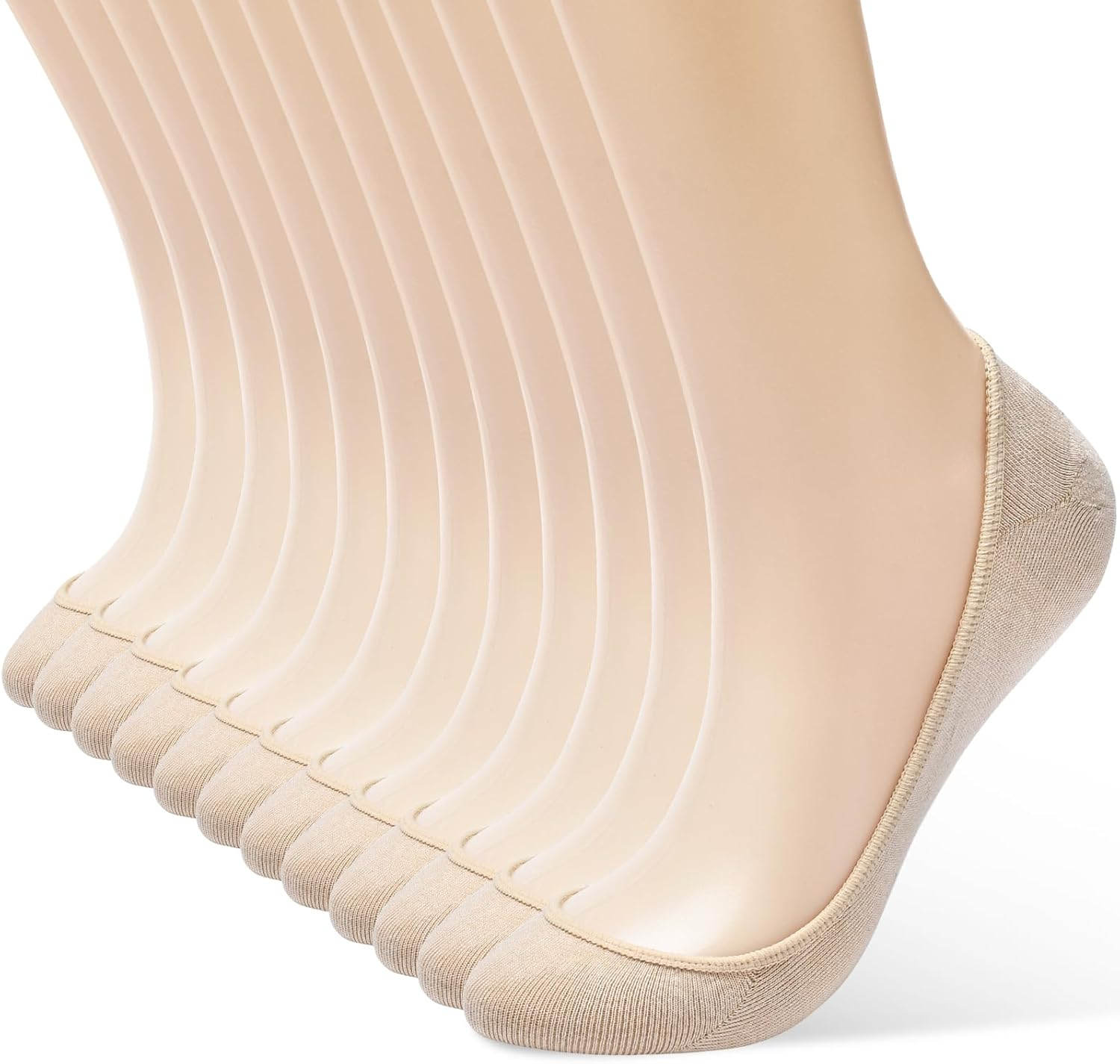 6 Pairs No Show Socks Womens, Ultra Low Cut Liner Non Slip Footies Socks for Flats Invisible Boat Shoe Size 5-9/9-11