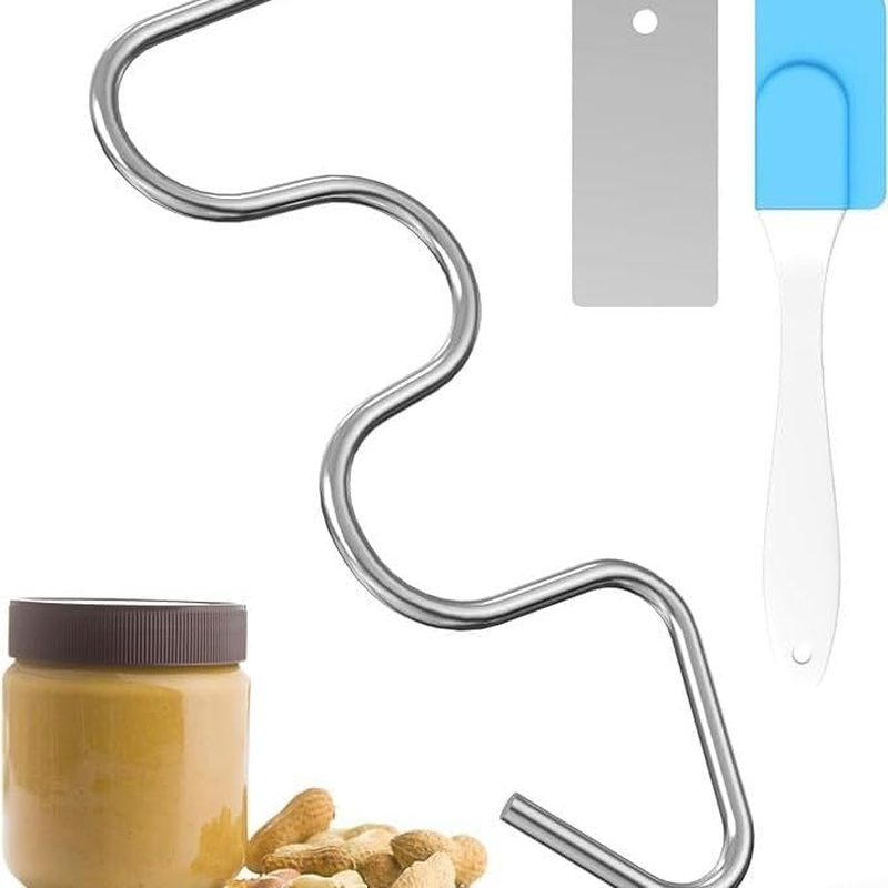 1Pc Nut Butter Stirrer,Peanut Butter Stirrer Tool,Stainless Steel Peanut Butter Stirrer Peanut Butter Mixer,Stainless Steel Peanut Butter Manual Stirrer with Scraper