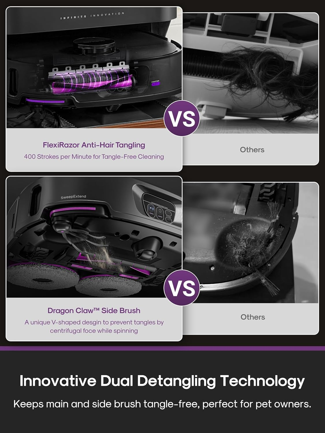 Eureka J15 Max Ultra Robot Vacuum Cleaner and Mop, 22,000 Pa Suction, Flex-Arm for Edge Cleaning, Dual Anti-Tangle Design for Pet Hair, Hot Water Mop Washing & Hot Air Drying, AI Obstacle Avoidance image number 6