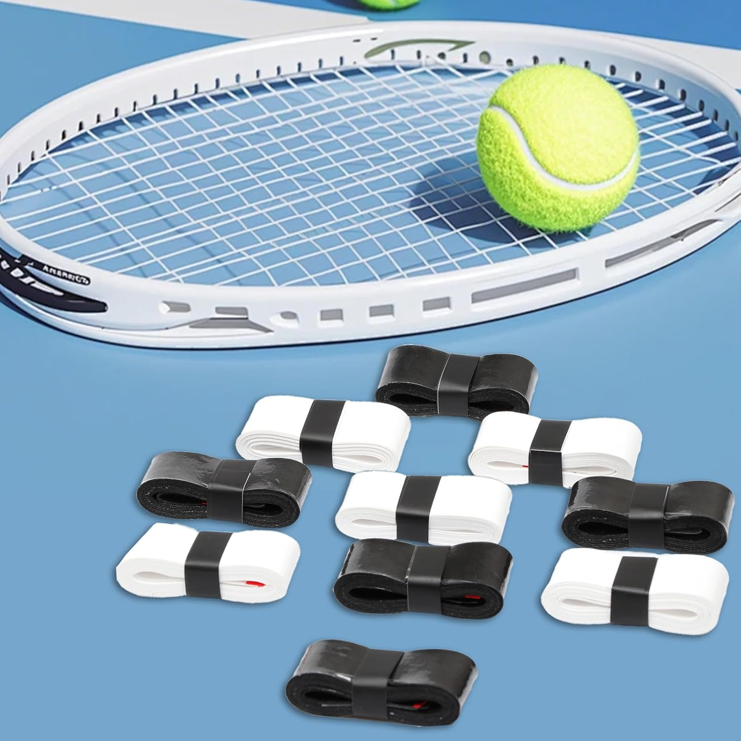 10Pcs Tennis Grip Tape, Badminton Racket Grip, Squash Racket Racquet Grip Tape, Anti-Slip Overgrips, Stability & Comfort on Tennis Racquets Improve Athletic Performance image number 4