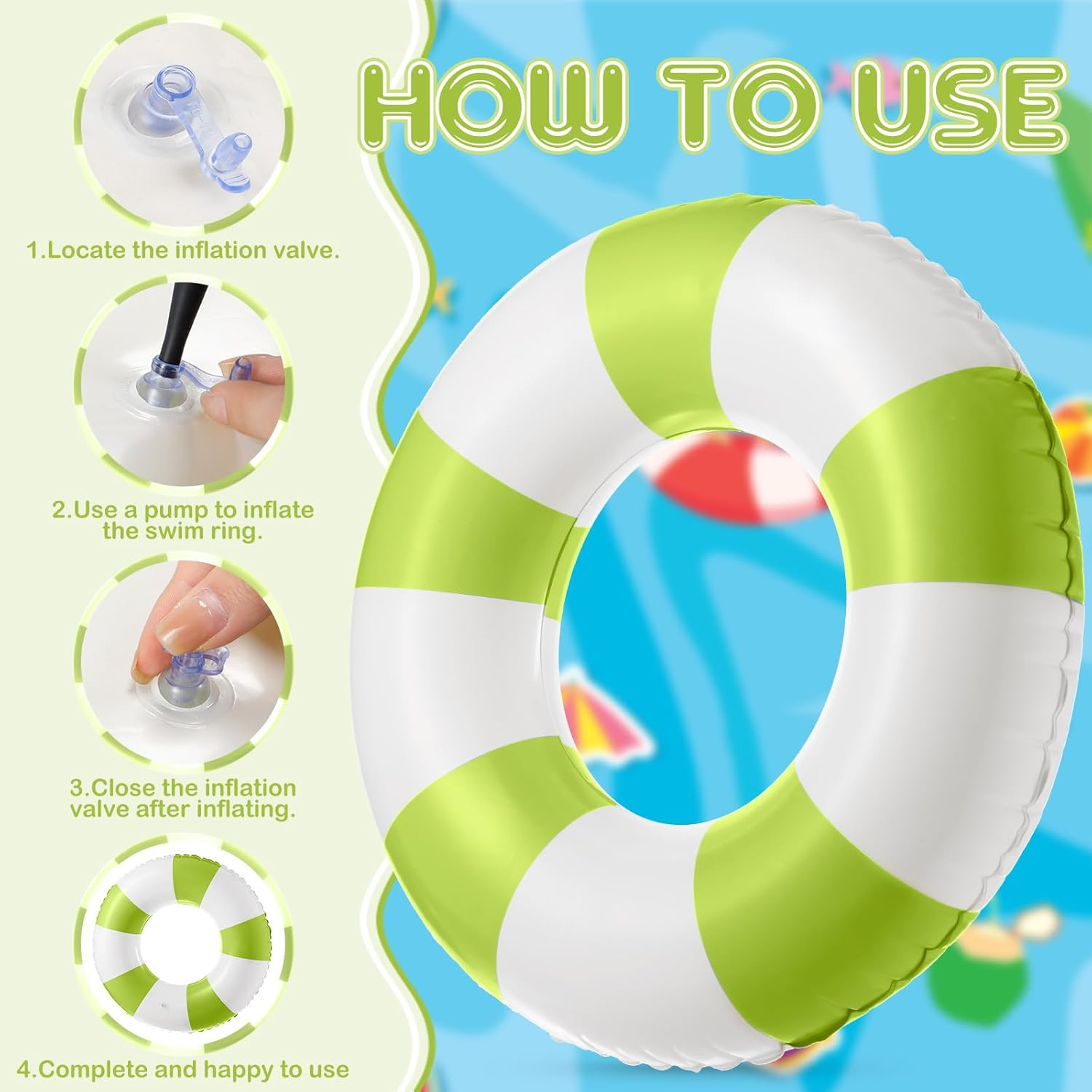 Jumbo Pool Floats Swimming Ring 47.24 Inch Inflatable Tube Pool Tube Striped Pool Rings for Kids Adult Swimming Pool Summer Beach Bachelorette Wedding Party Decor image number 3