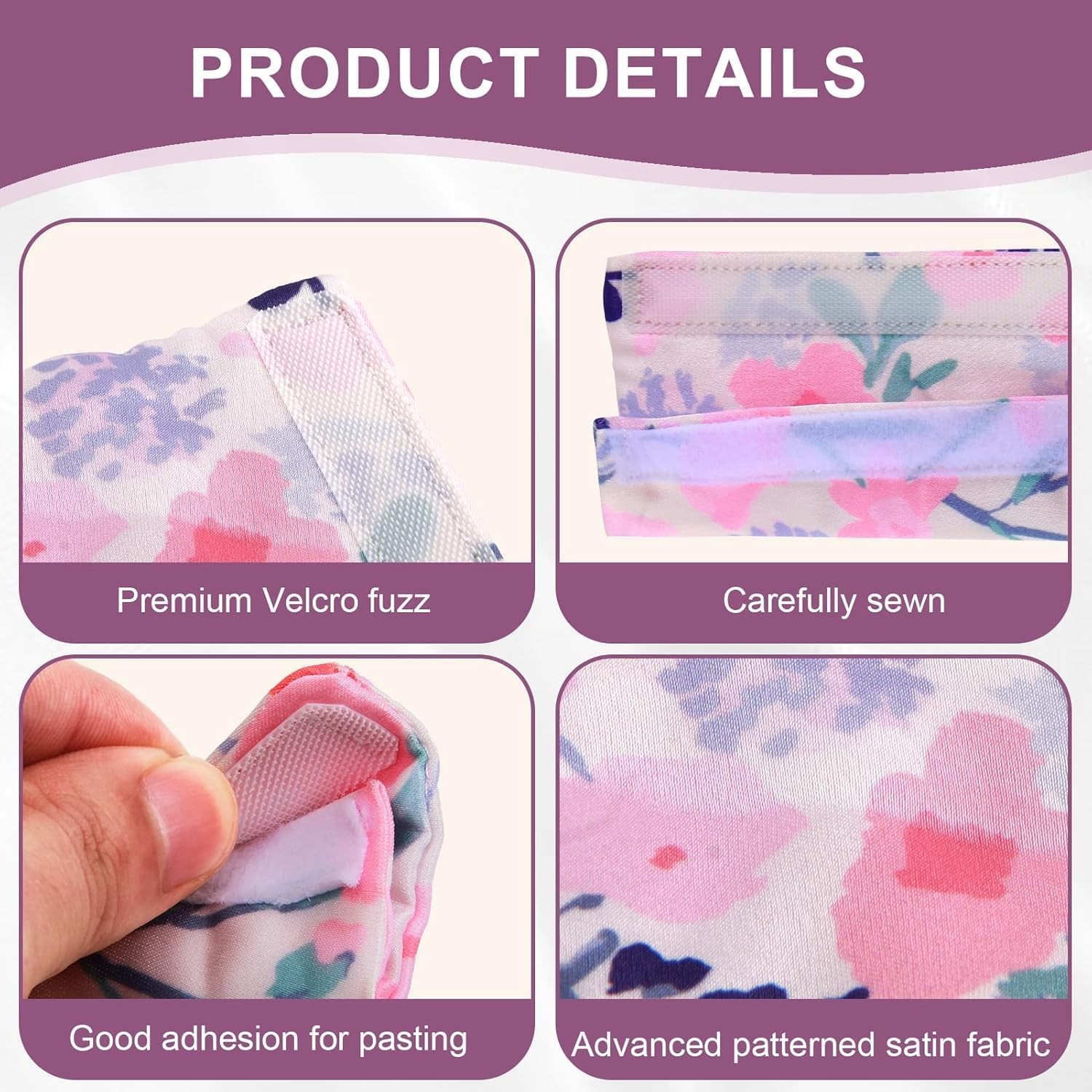 4 Pack Satin Mask Strap Covers, Universal and Reusable Comfort Pads, Face Cushion Cover for Strap Headgear, Headgear Pads for Reducing Red Marks (Floral) image number 5