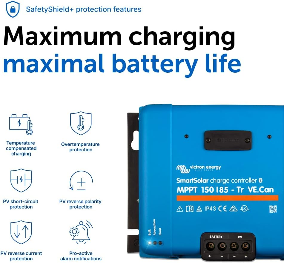 Victron Energy Smartsolar MPPT Tr Ve.Can 150V 85 Amp 12/24/36/48-Volt Solar Charge Controller (Bluetooth) image number 3
