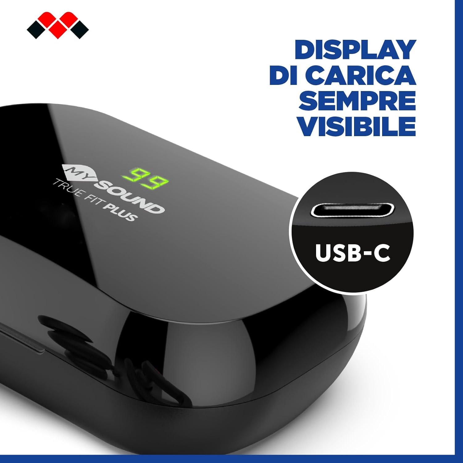 Meliconi Mysound True Fit Plus, True Wireless Bluetooth 5.3 Headphones, Black, for Sports, Touch Control, Charging Box with LED, 32 Hours Battery