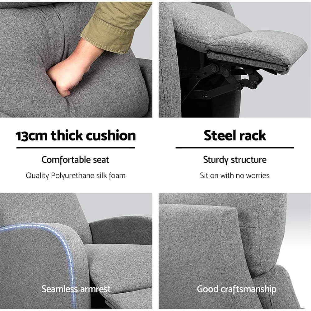 Artiss Recliner Chair Grey Fabric Lounge Sofa Armchair, Home Furniture Health Personal Care, Adjustable Backrest Footrest Electric Nursing Feeding Seat image number 4