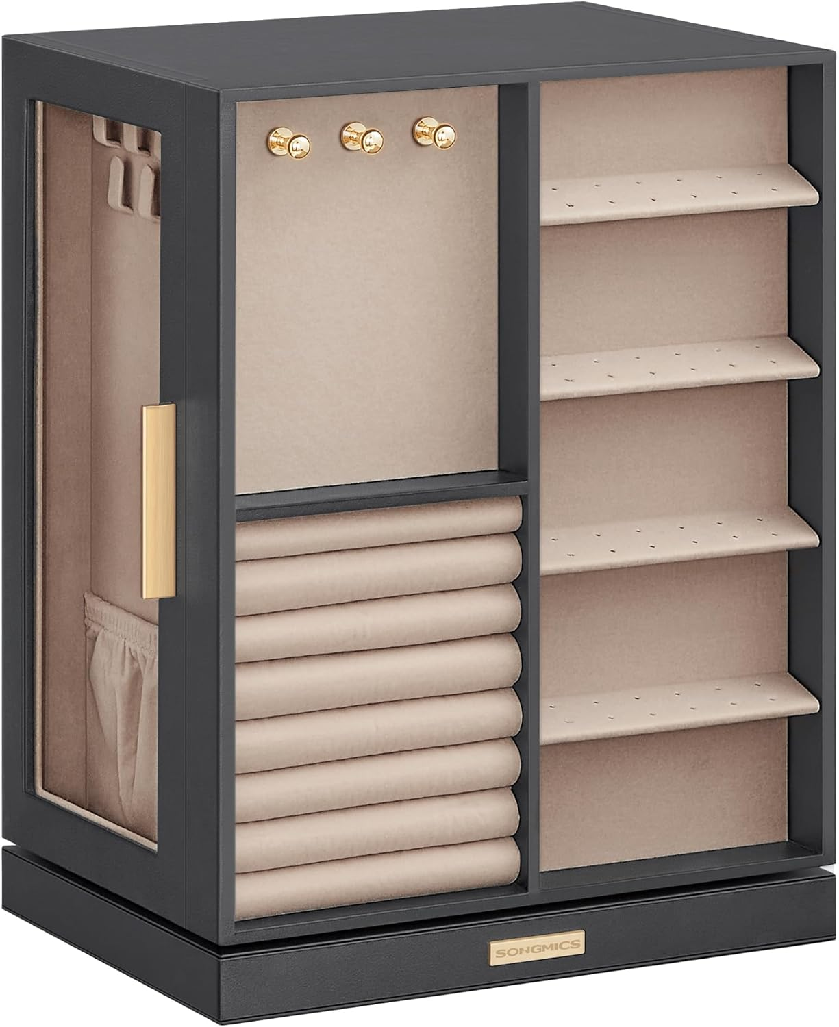 SONGMICS Jewelry Box 360&deg; Rotating, Jewelry Storage Case with 5 Drawers, 6.3"D X 8.7"W X 11.2"H, MDF (Medium Density Fiberboard), Pu-Coated Paper, Velvet