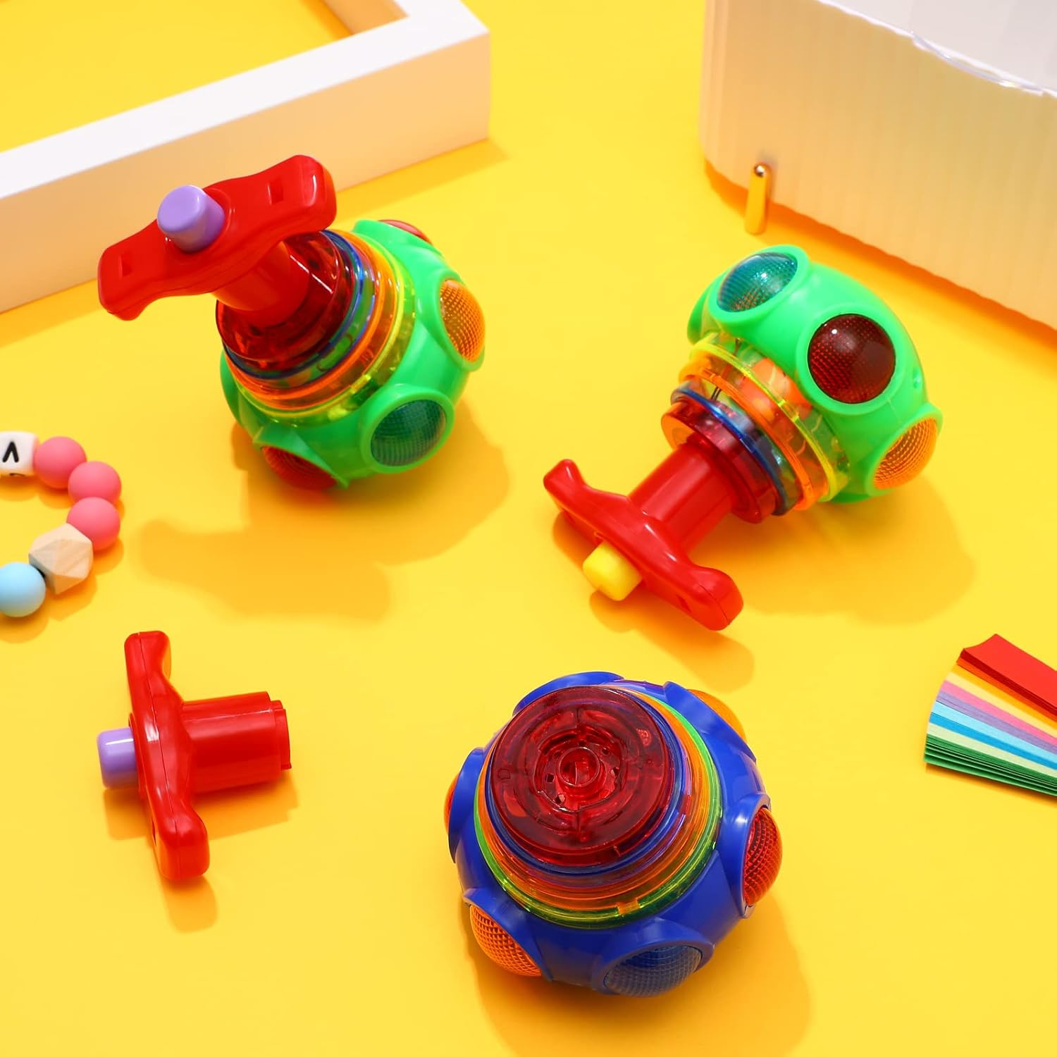 TOYANDONA 3Pcs Spinning Top, LED Light up Flashing Music Spinning Top Party Favors for Kids image number 4