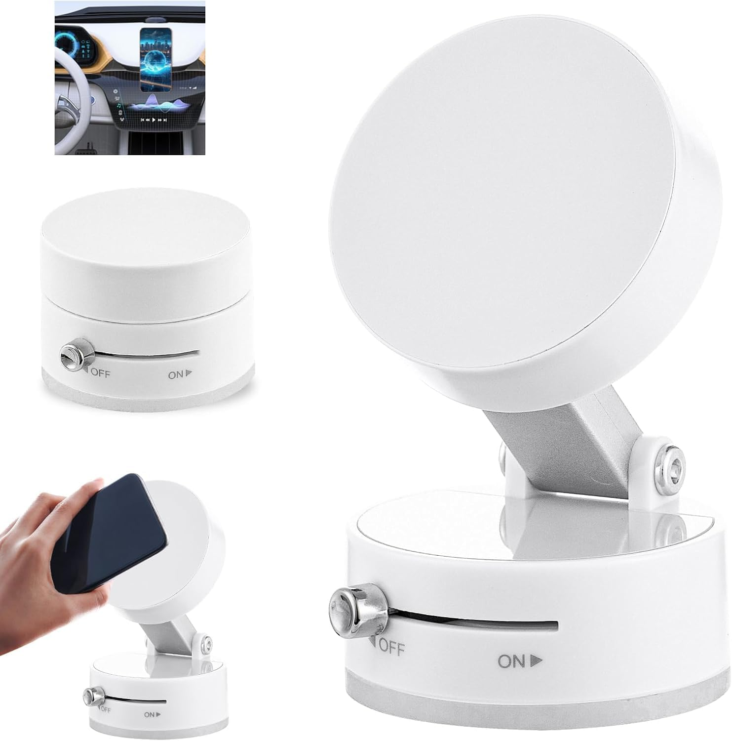 Vacuum Magnetic Phone Holder Updated Suction Cup Phone Mount Foldable Multi-Scenario Application 360&deg; Adjustable Magnetic Phone Holder for Gym/Kitchen/Bathroom/Car/Desktop(Black)