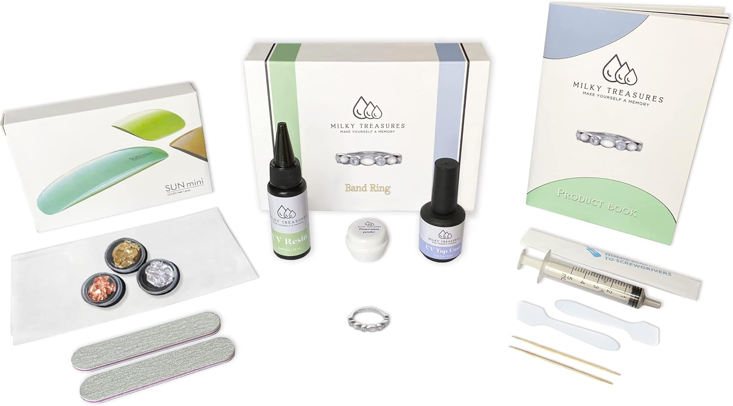 Band Ring DIY Breastmilk Jewelry Making Kit | Adjustable Size 6 to 10 | Breastfeeding Keepsake | New Mom Gifts | Baby Shower Registry | 925 Sterling Silver [Full KIT]