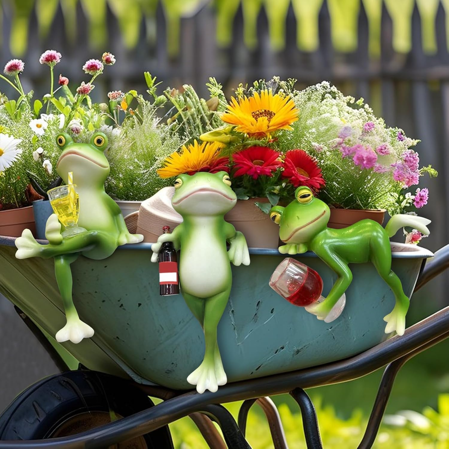 1 Pcs Resin Frog Garden Statue - Hand-Painted Cute Cartoon Frog Figurine for Outdoor Decor, Patio, Flower Pots & Lawn Ornaments ([C] Sit) image number 6