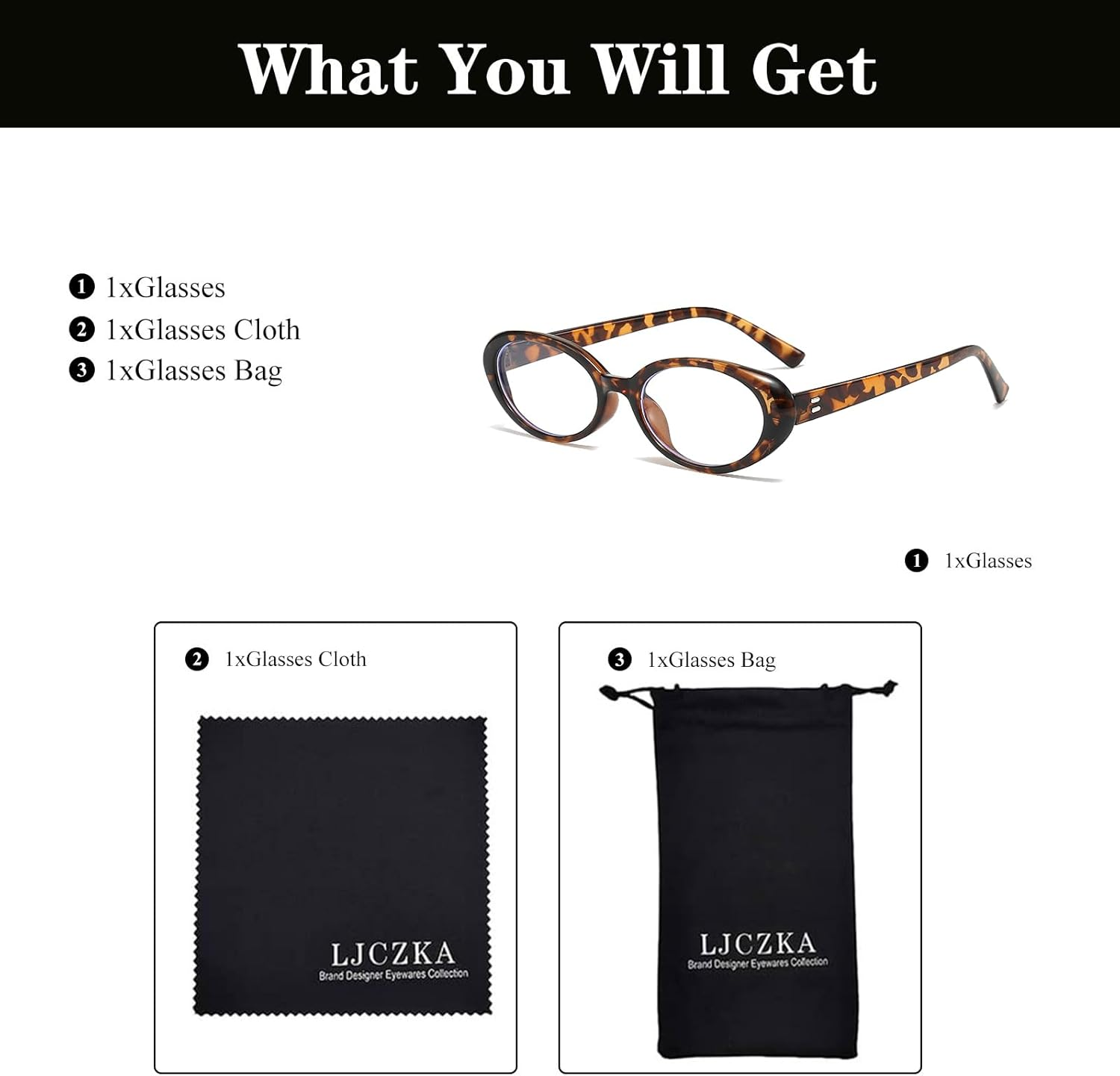 LJCZKA Oval Blue Light Blocking Glasses for Women Men Retro Small Oval Frame Glasses Fashion Computer Gaming Eyeglasses image number 3