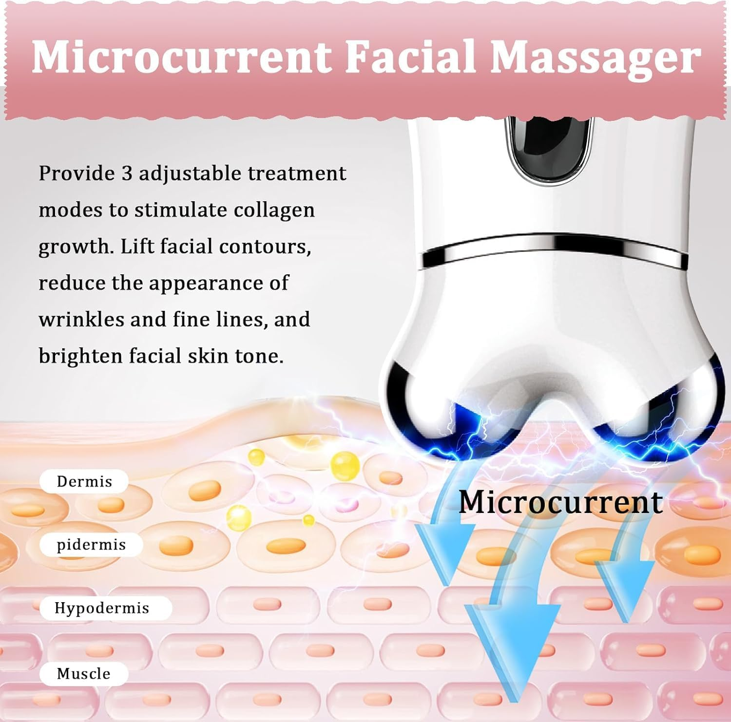 Microcurrent Face Device, USB Microcurrent Facial Shaping Tool for Facial Wrinkle Removal and Anti-Aging，Mini Microcurrent Face Lift Device for Face Lifting and Facial Sculpting (White) image number 2